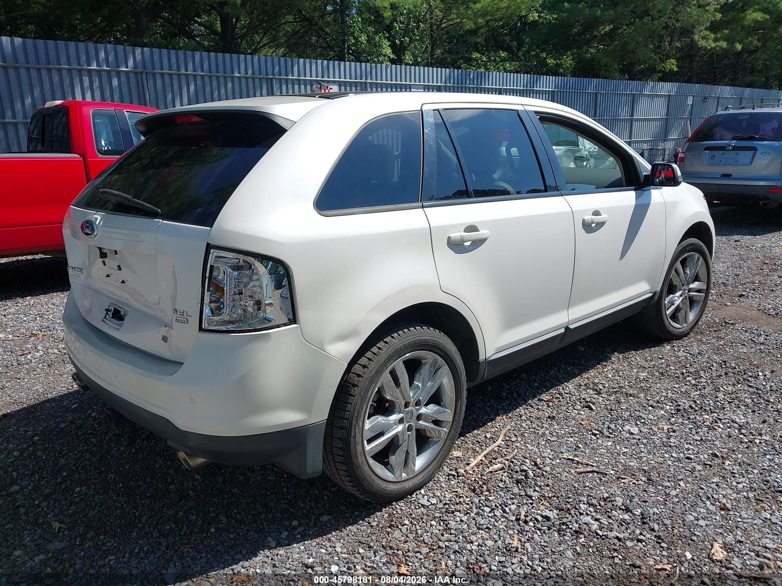 2012 Ford Edge Sel White vin: 2FMDK4JCXCBA06737