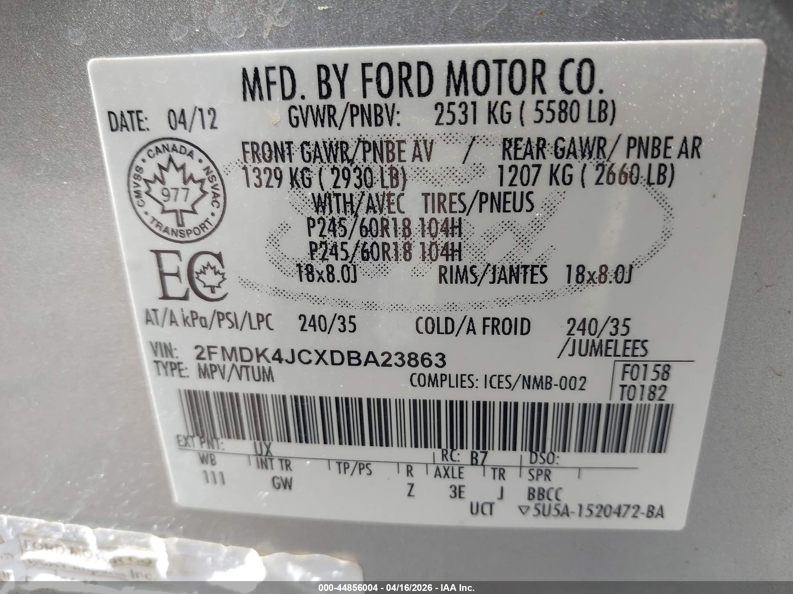 2013 Ford Edge Sel Silver vin: 2FMDK4JCXDBA23863