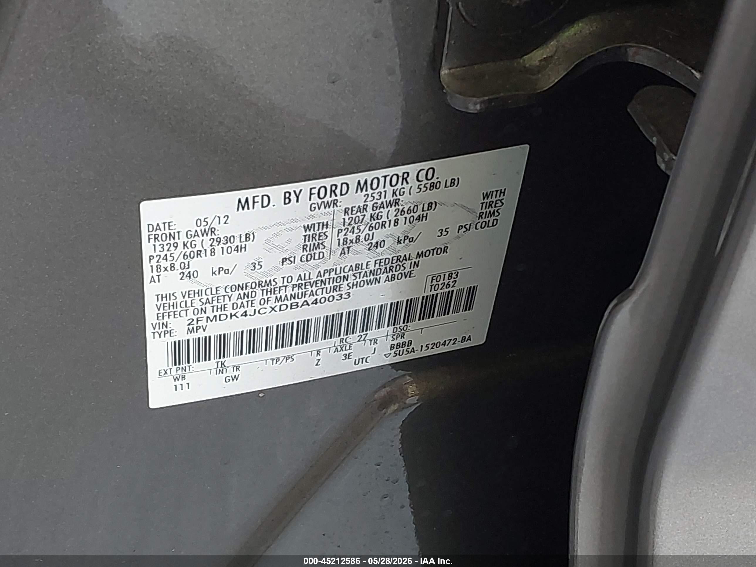 2013 Ford Edge Sel Beige vin: 2FMDK4JCXDBA40033