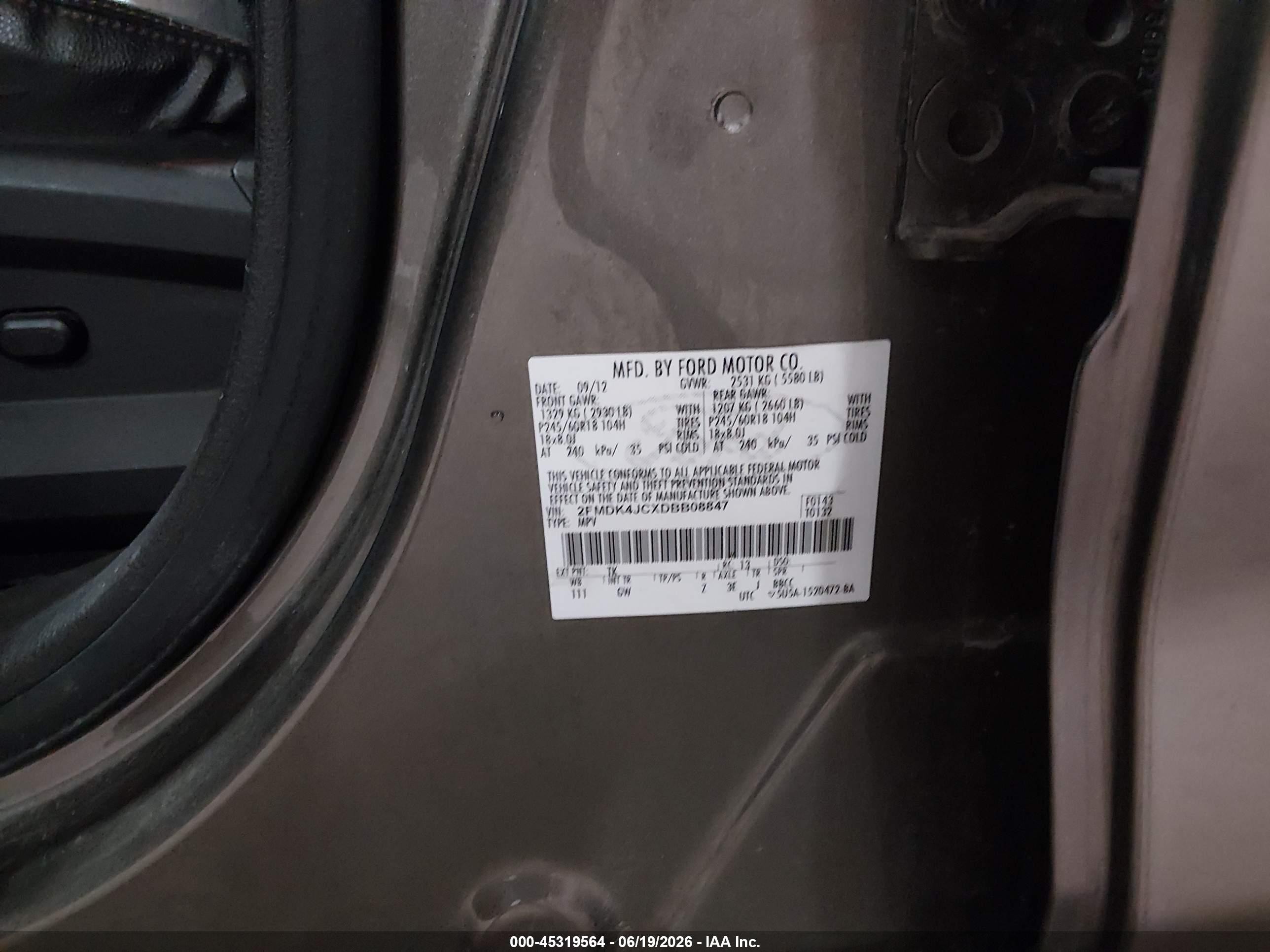 2013 Ford Edge Sel Gold vin: 2FMDK4JCXDBB08847