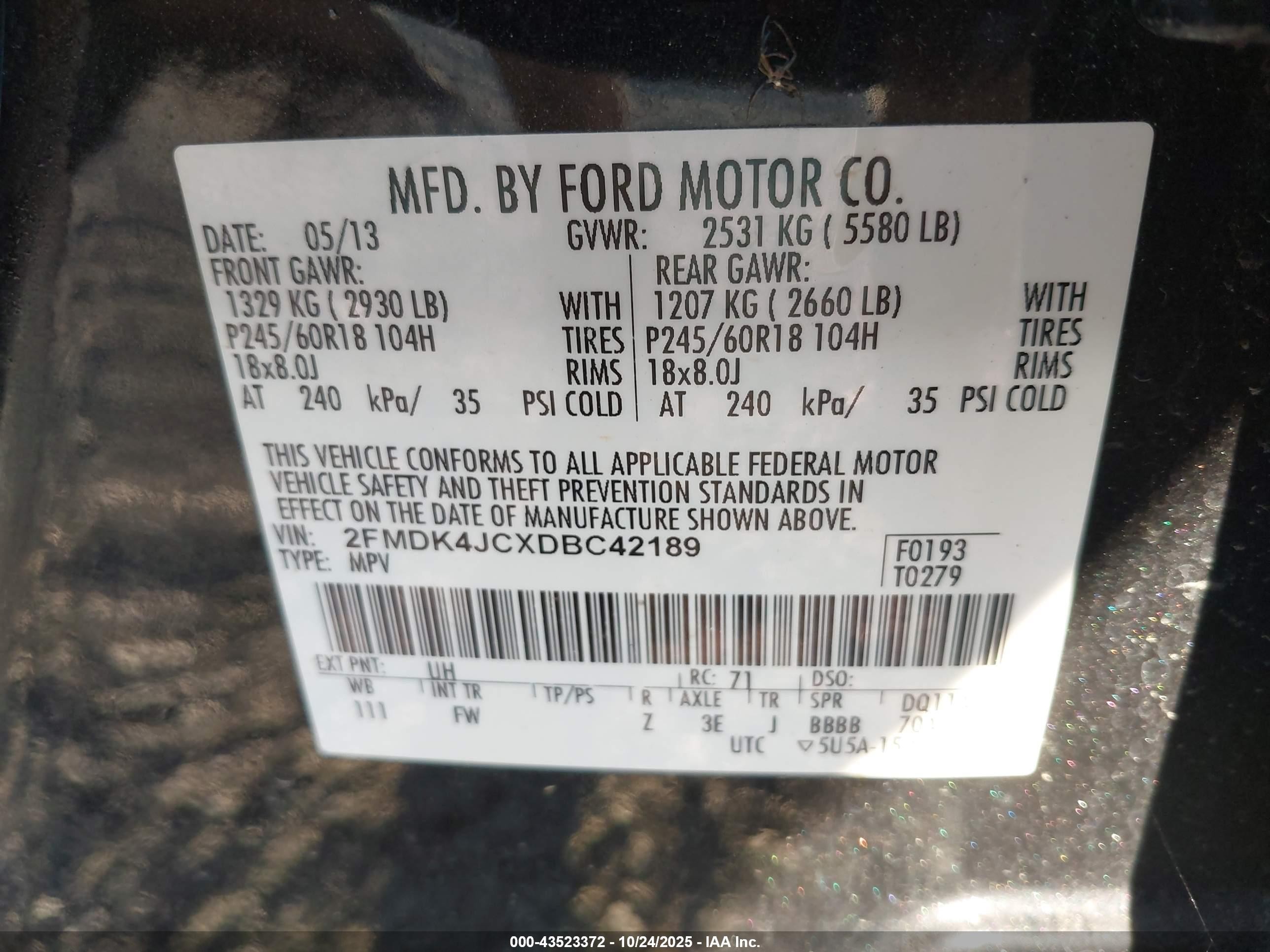 2013 Ford Edge Sel Black vin: 2FMDK4JCXDBC42189