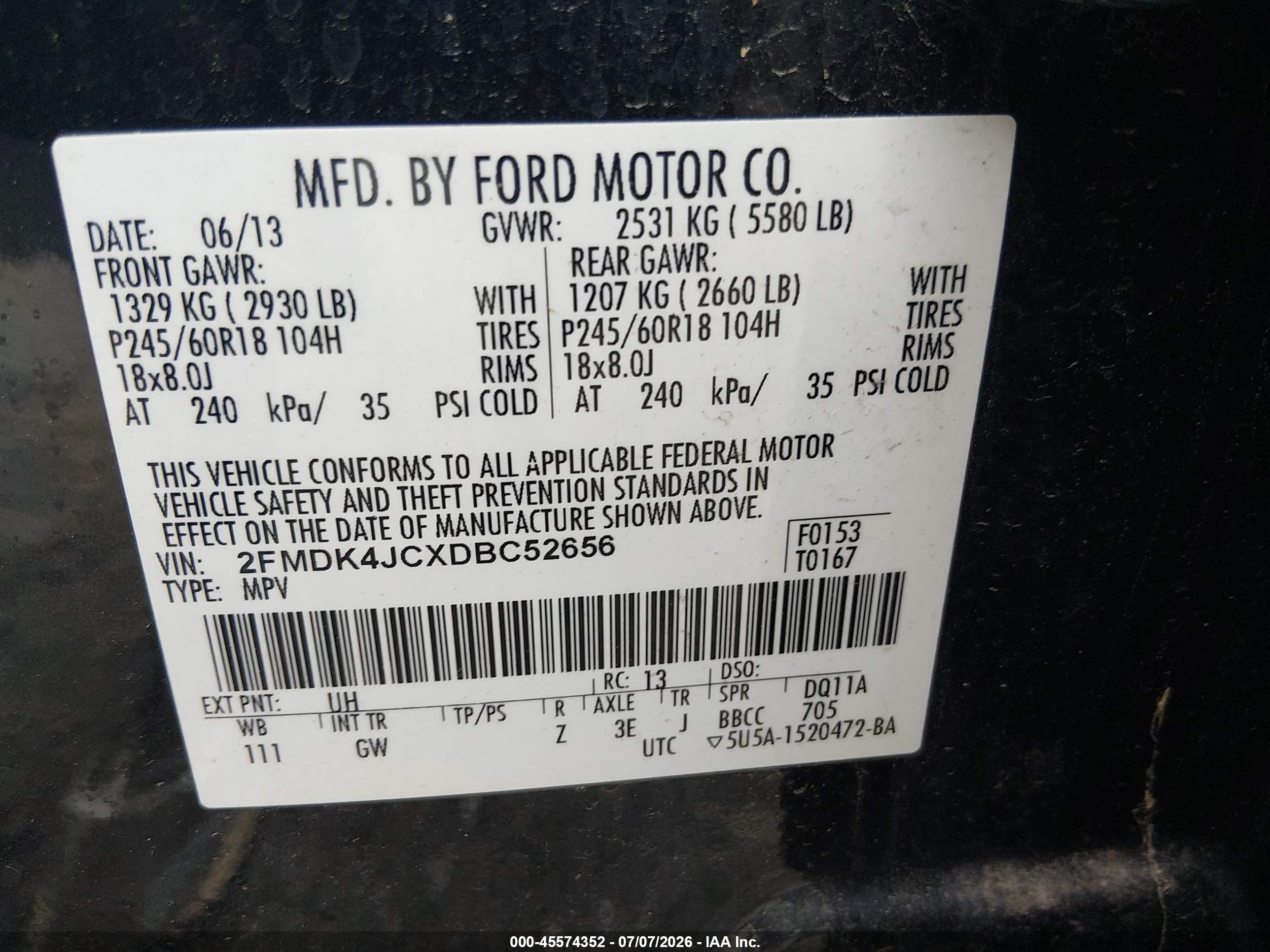 2013 Ford Edge Sel Black vin: 2FMDK4JCXDBC52656