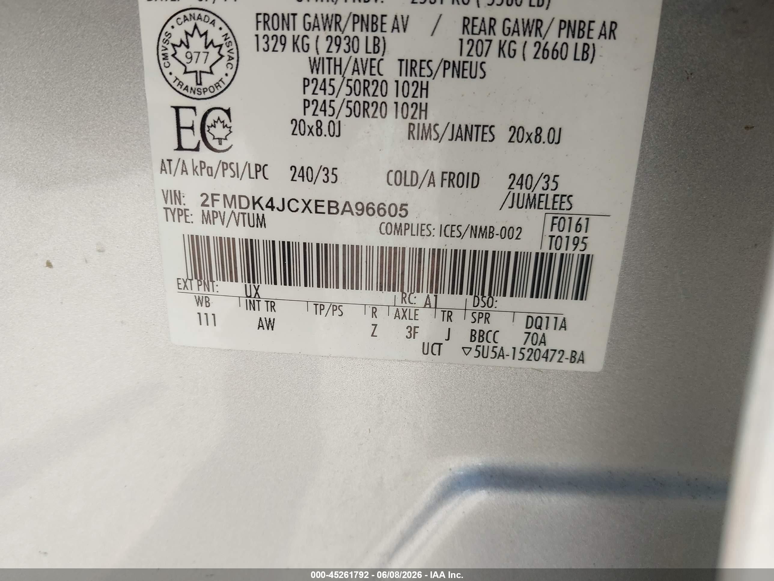2014 Ford Edge Sel Silver vin: 2FMDK4JCXEBA96605