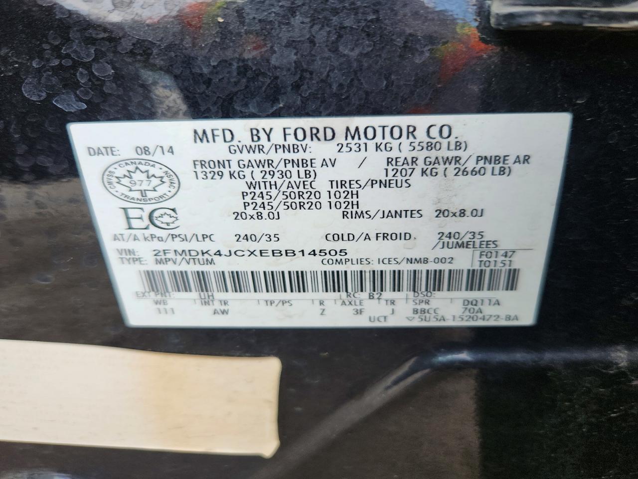 2014 Ford Edge Sel Black vin: 2FMDK4JCXEBB14505