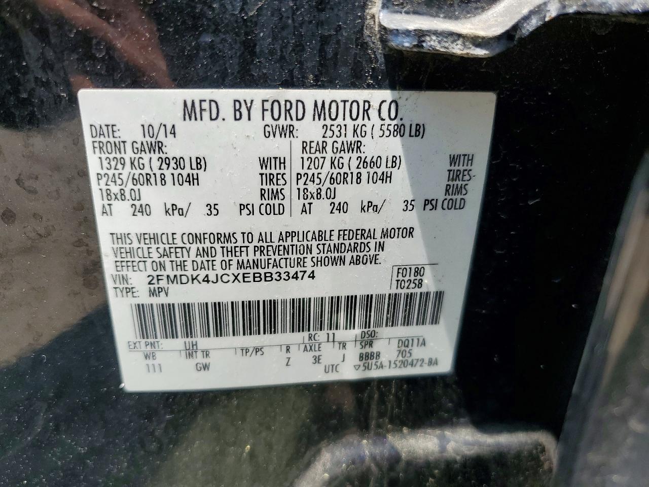 2014 Ford Edge Sel Black vin: 2FMDK4JCXEBB33474