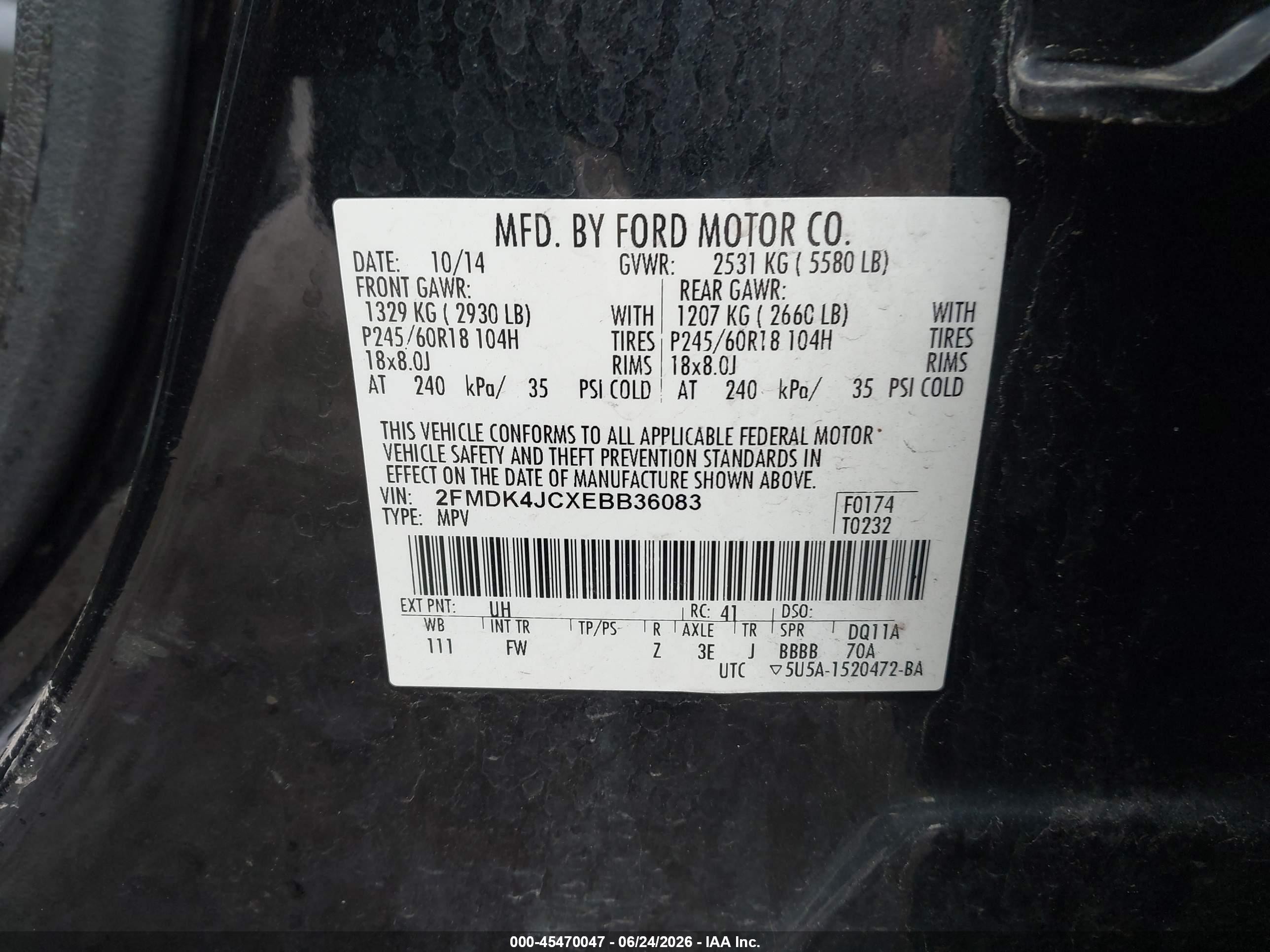 2014 Ford Edge Sel Black vin: 2FMDK4JCXEBB36083