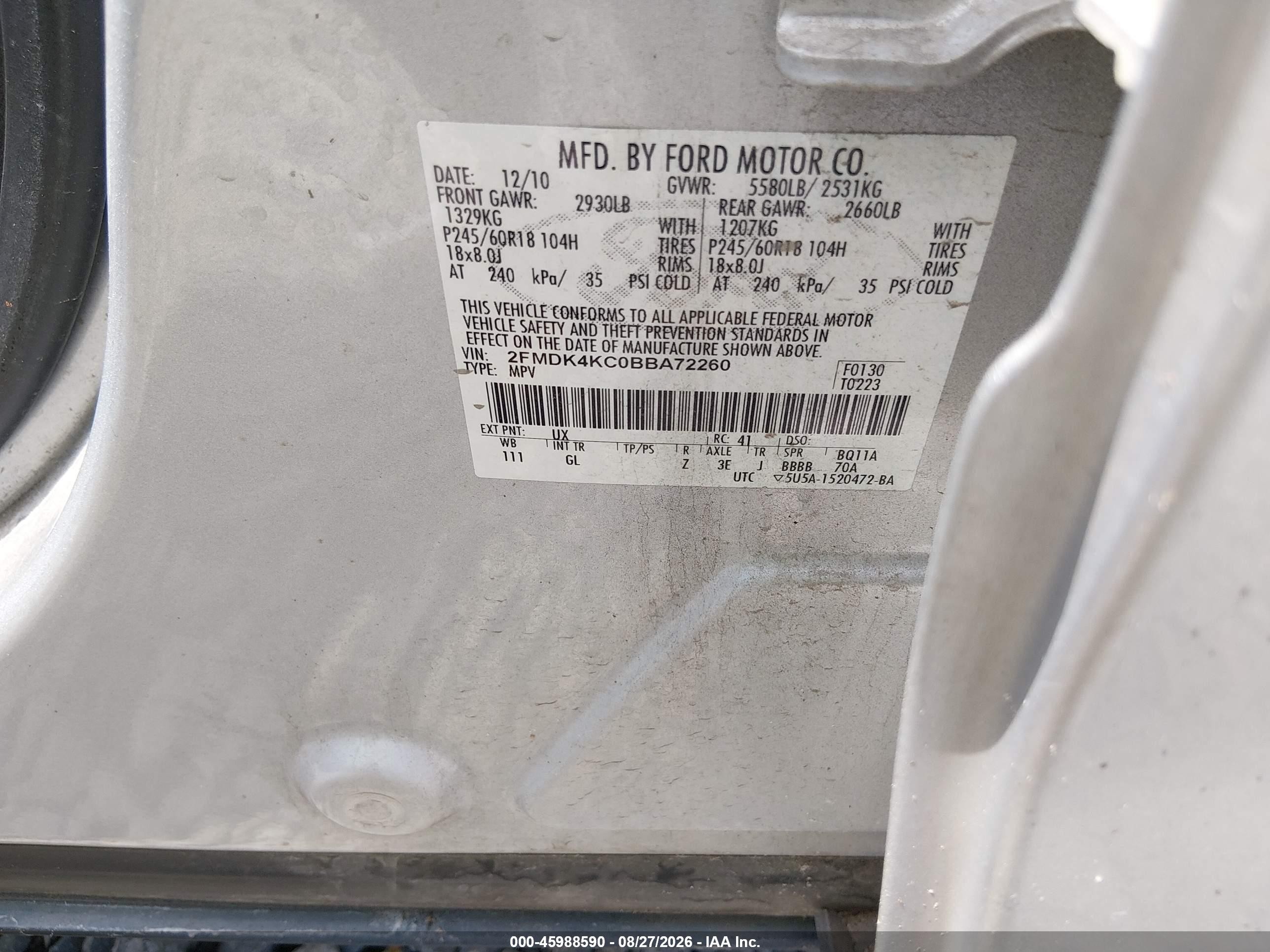 2011 Ford Edge Limited Silver vin: 2FMDK4KC0BBA72260
