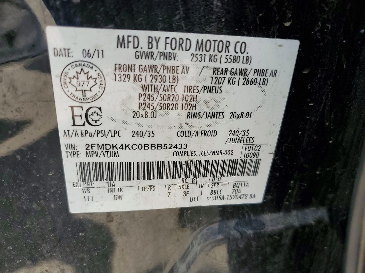 2011 Ford Edge Limited Black vin: 2FMDK4KC0BBB52433