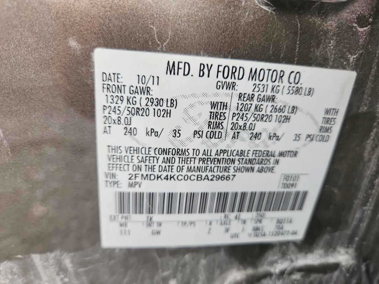 2012 Ford Edge Limited Gray vin: 2FMDK4KC0CBA29667
