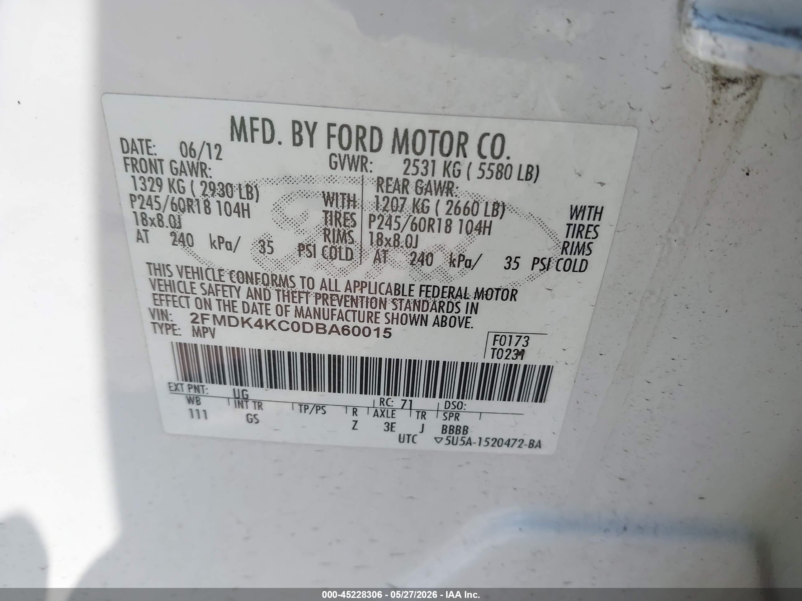 2013 Ford Edge Limited White vin: 2FMDK4KC0DBA60015