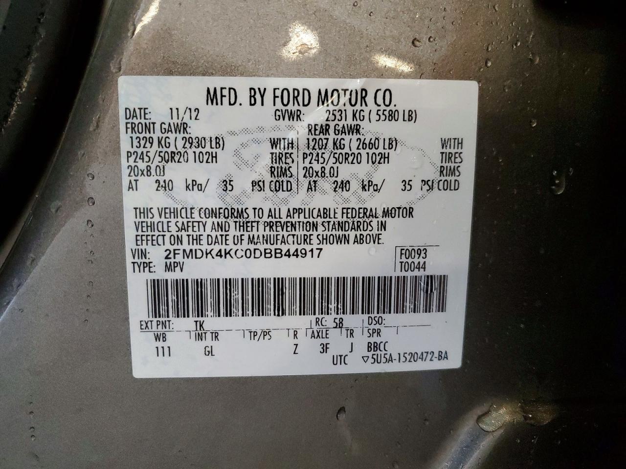 2013 Ford Edge Limited Gray vin: 2FMDK4KC0DBB44917
