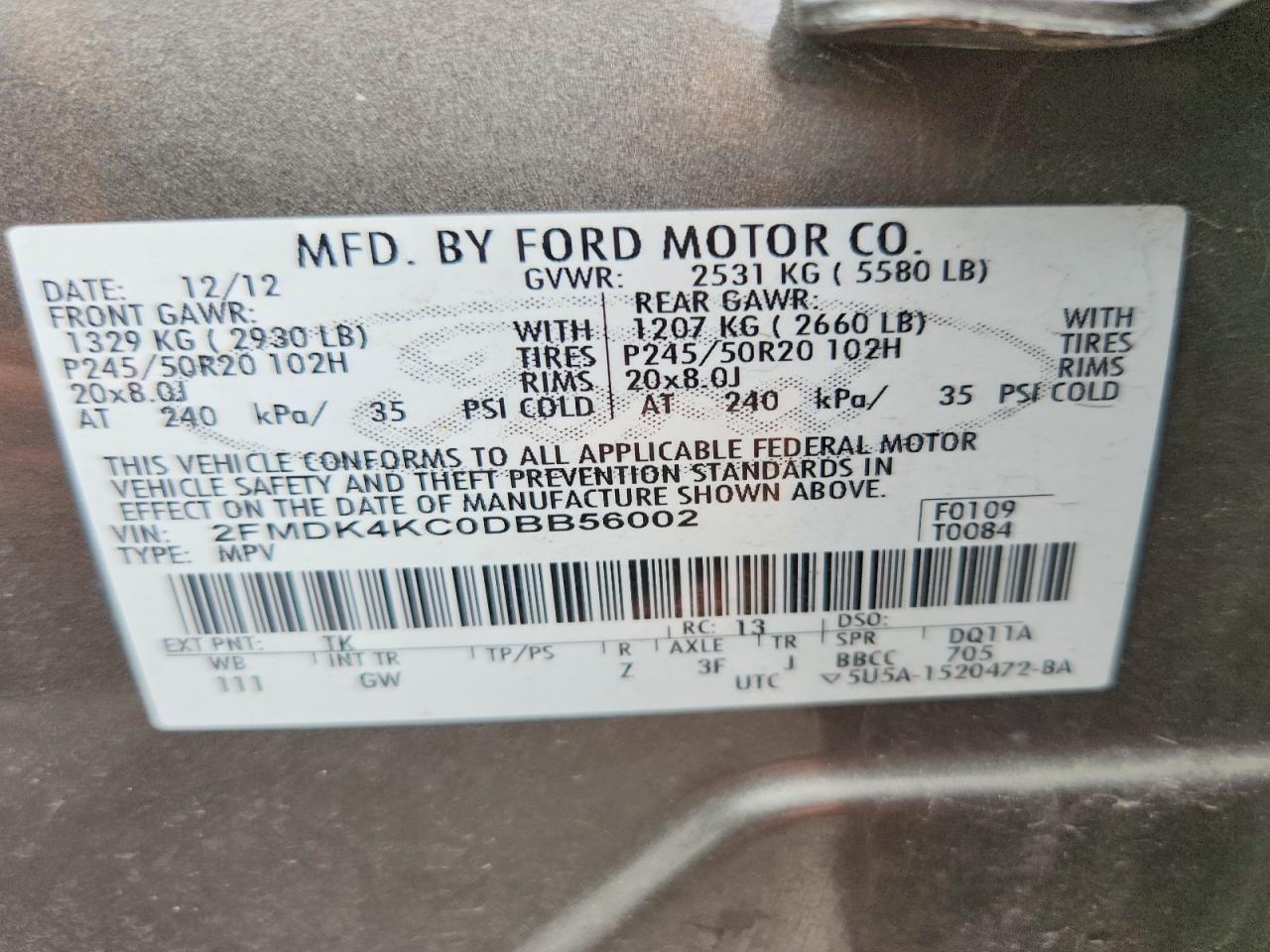 2013 Ford Edge Limited Tan vin: 2FMDK4KC0DBB56002