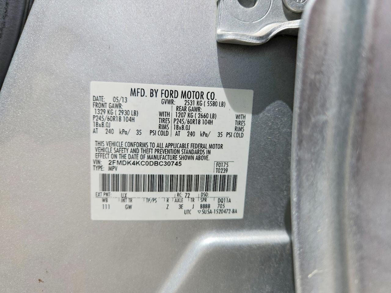 2013 Ford Edge Limited Silver vin: 2FMDK4KC0DBC30745