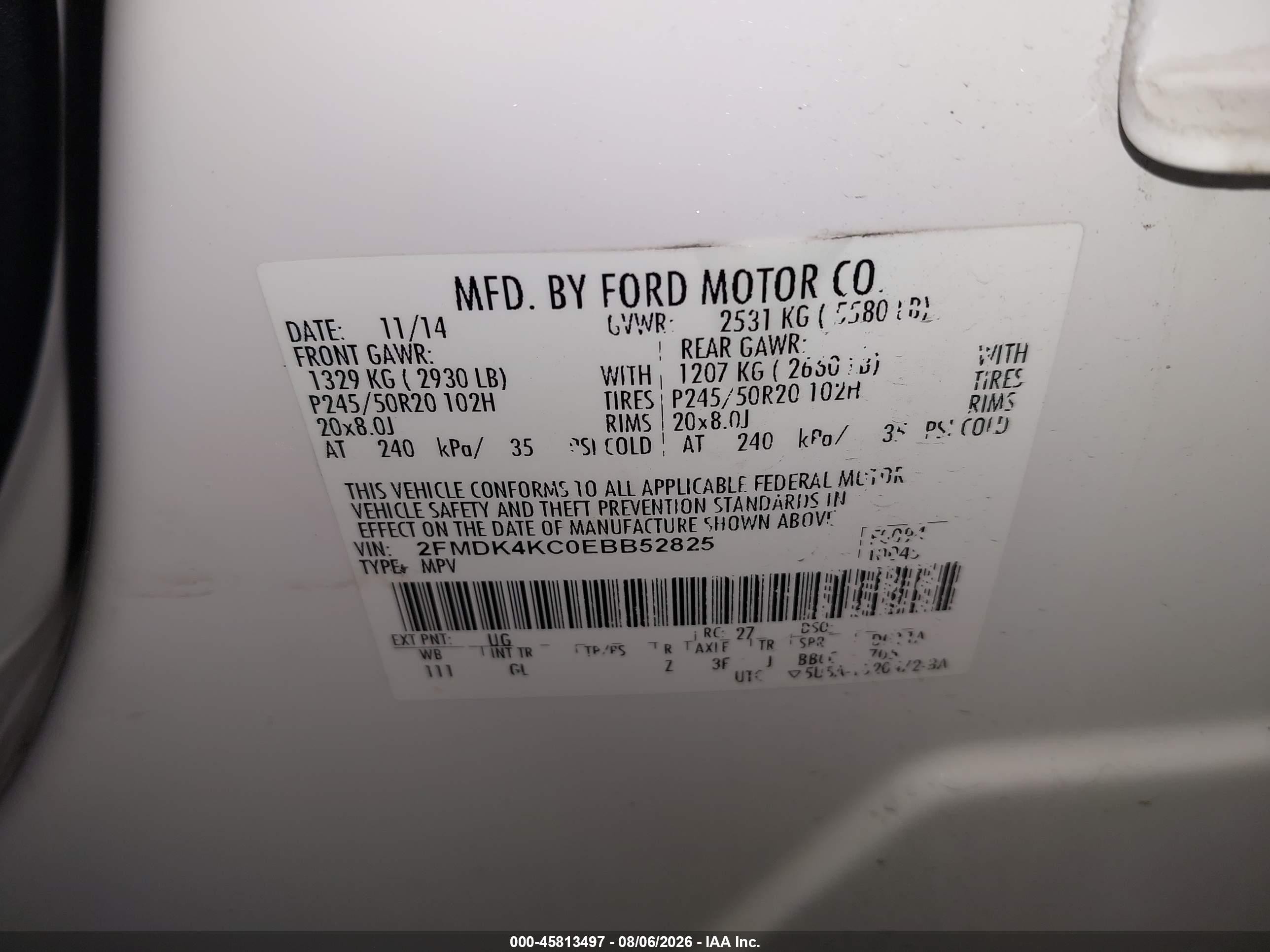 2014 Ford Edge Limited White vin: 2FMDK4KC0EBB52825