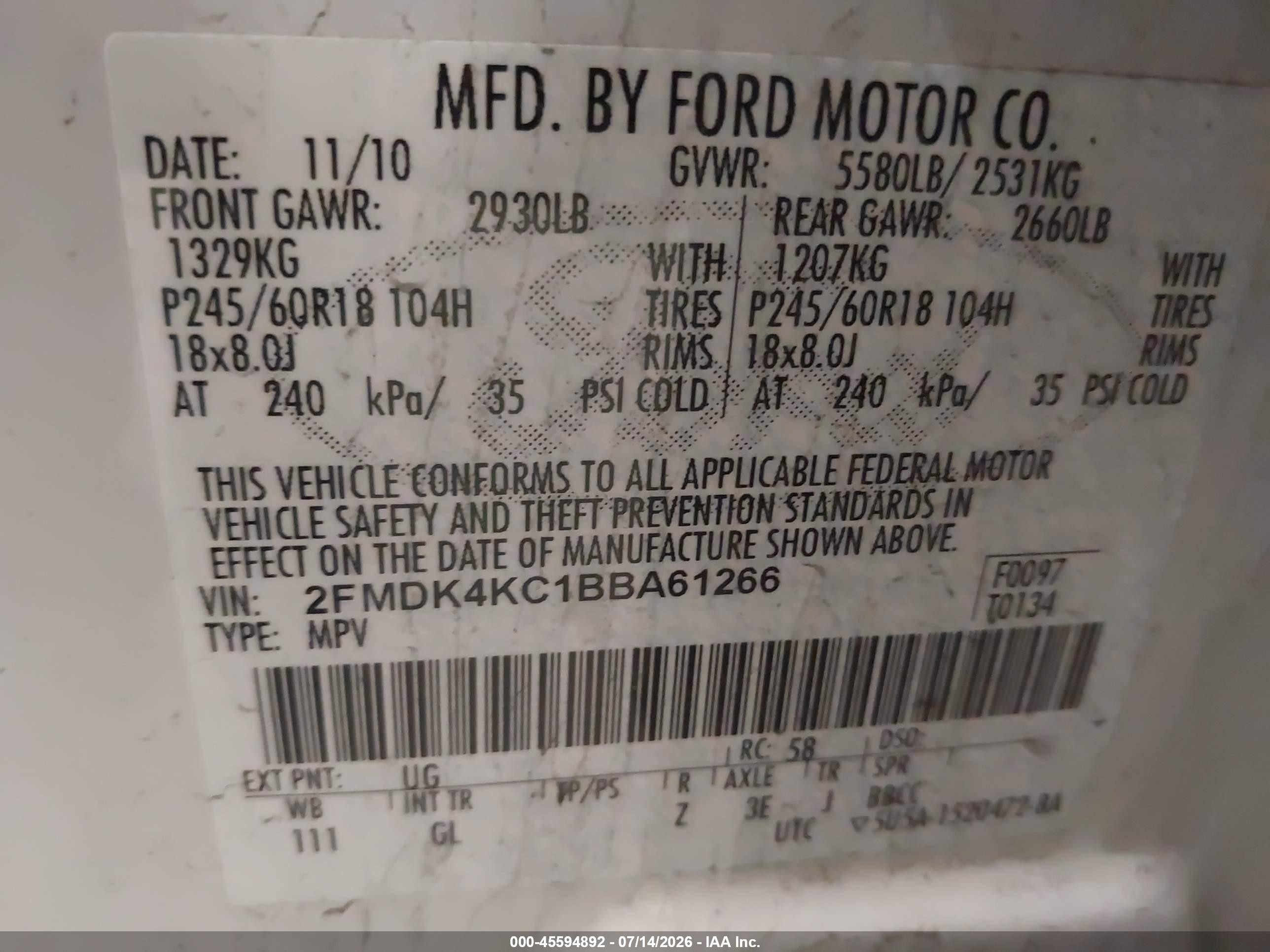 2011 Ford Edge Limited Белый vin: 2FMDK4KC1BBA61266