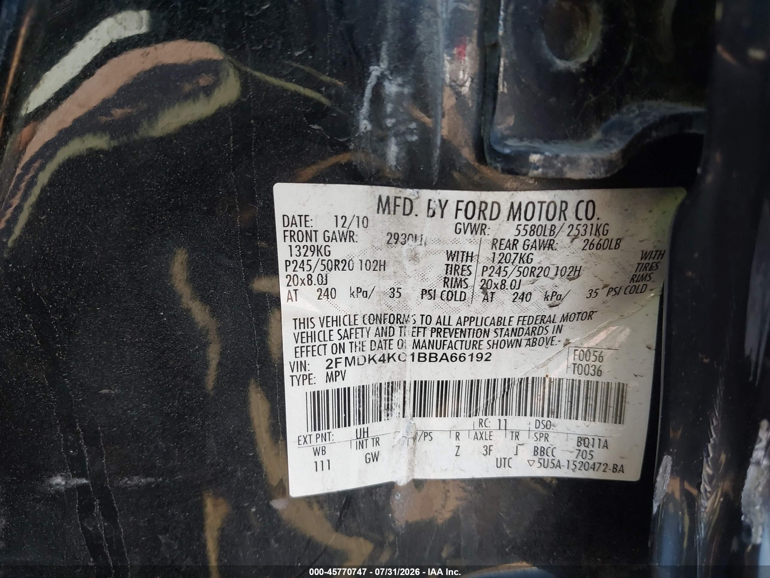 2011 Ford Edge Limited Black vin: 2FMDK4KC1BBA66192