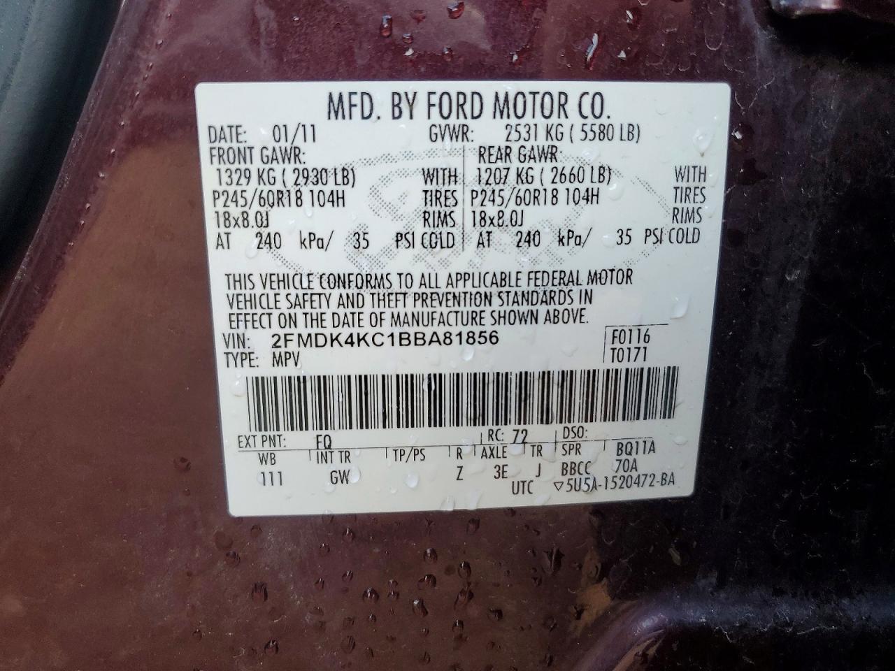 2011 Ford Edge Limited Brown vin: 2FMDK4KC1BBA81856