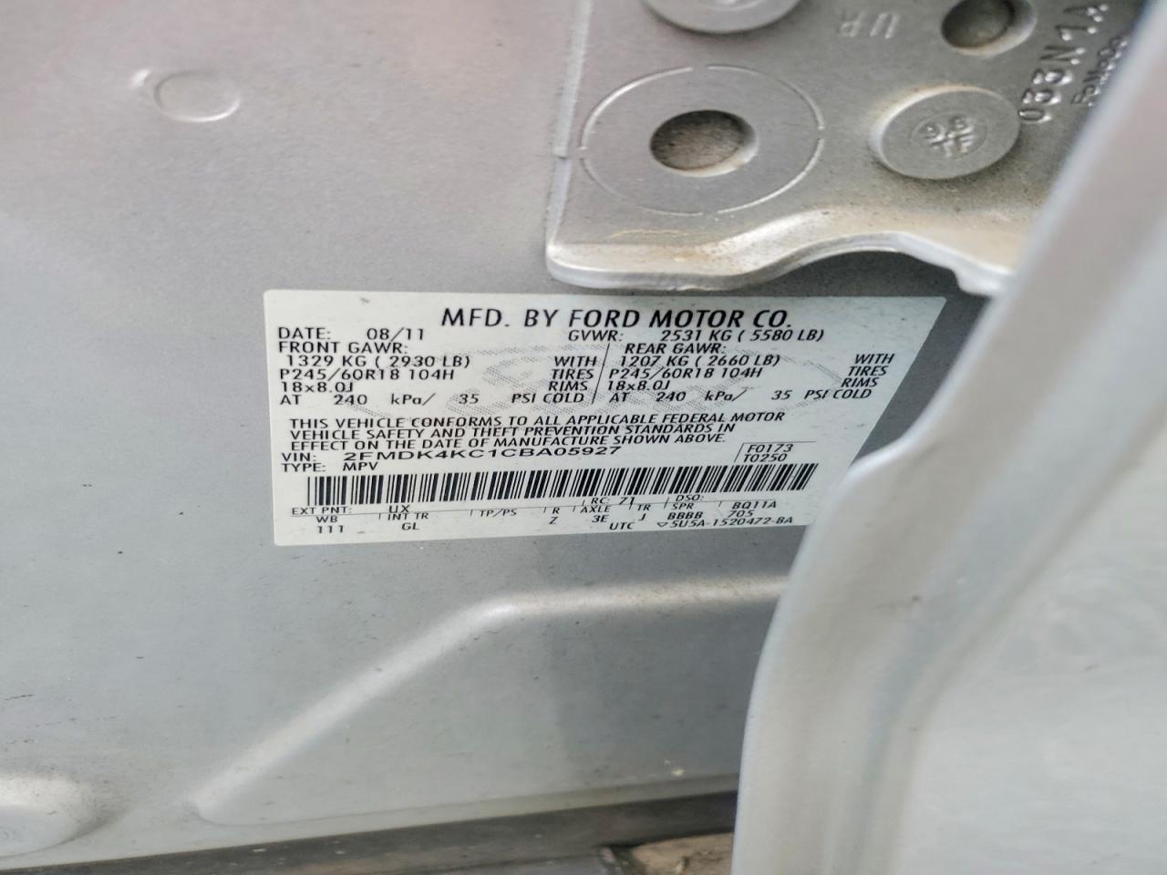 2012 Ford Edge Limited Gray vin: 2FMDK4KC1CBA05927