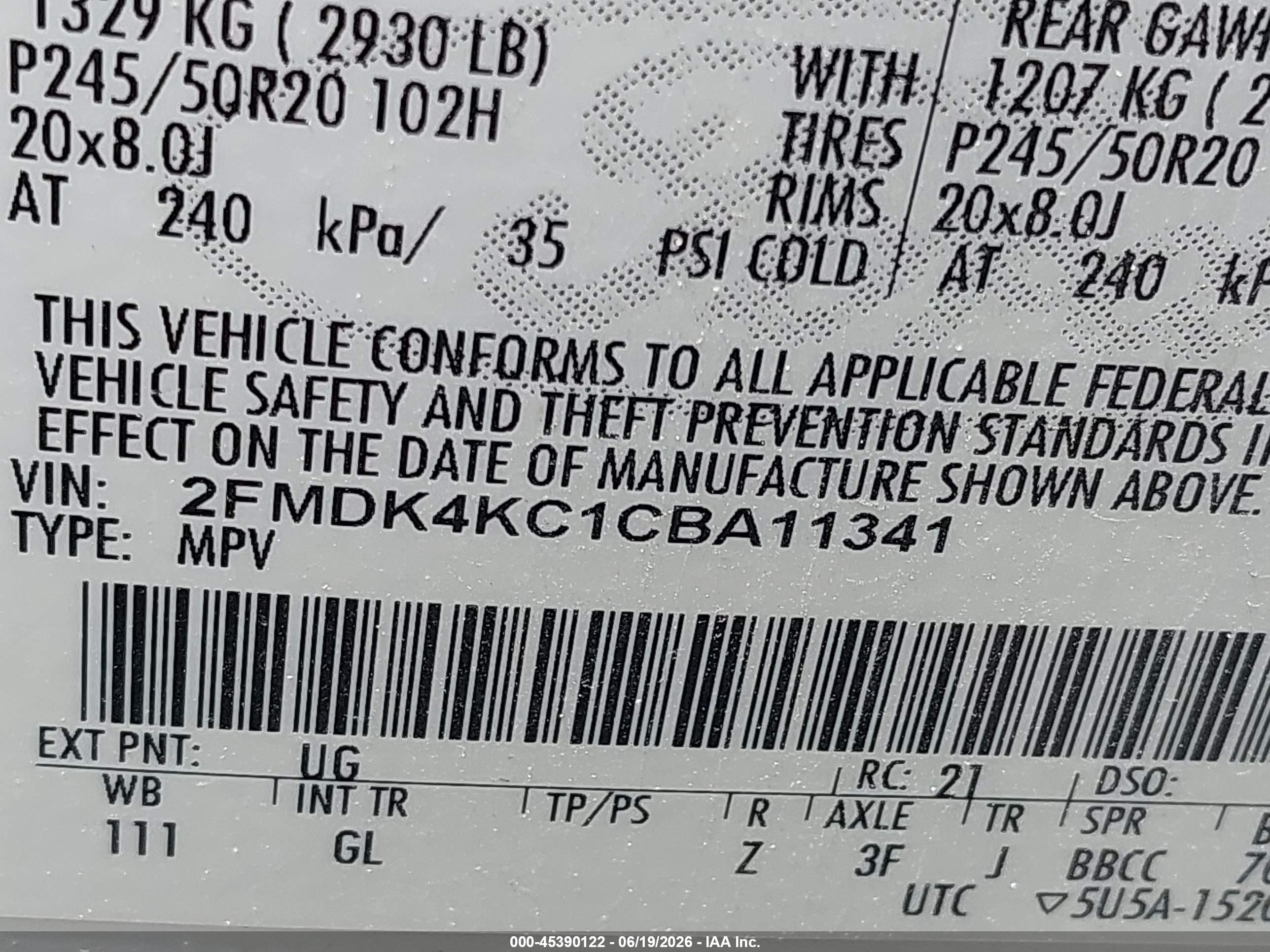 2012 Ford Edge Limited White vin: 2FMDK4KC1CBA11341