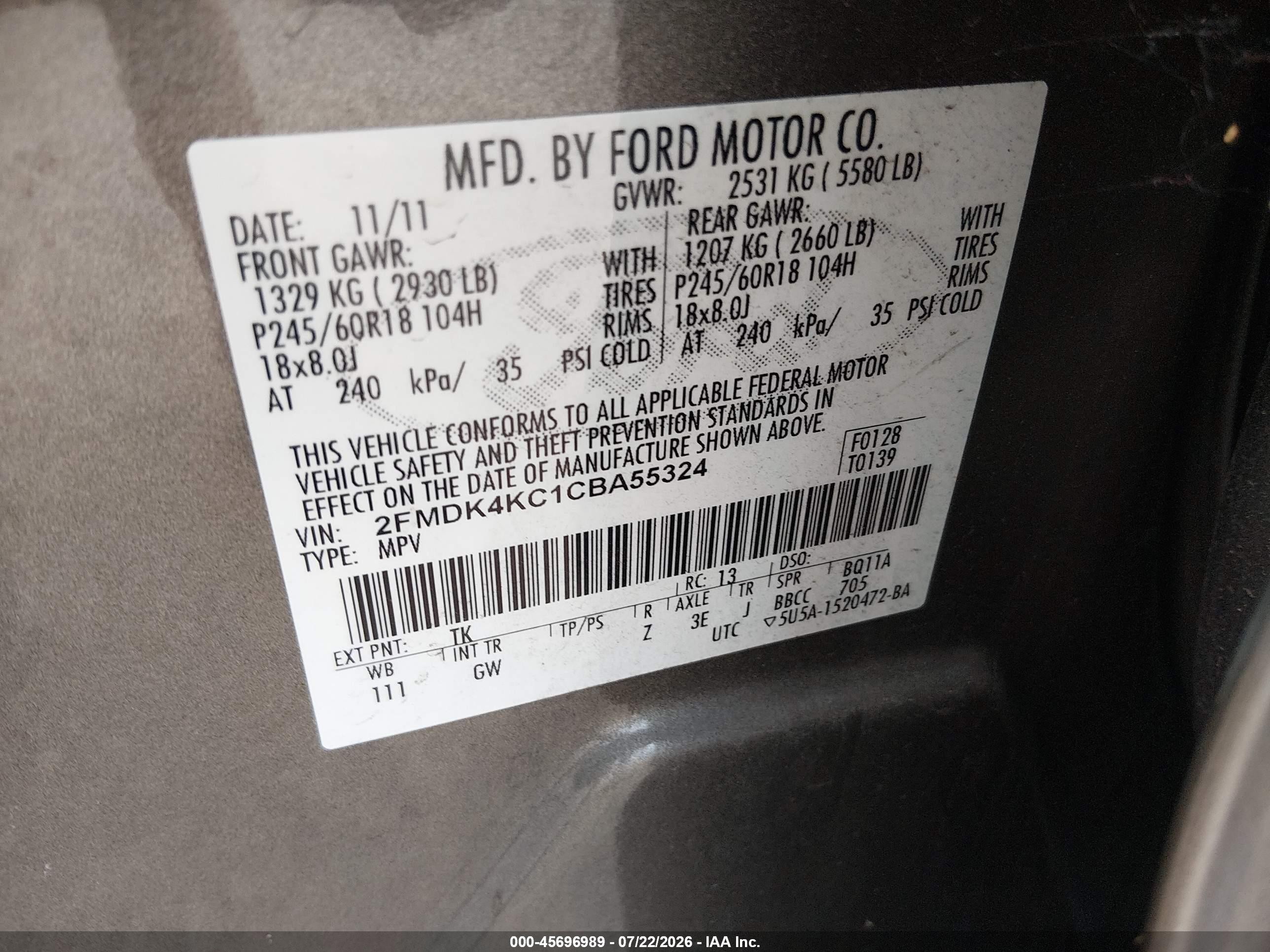 2012 Ford Edge Limited Pewter vin: 2FMDK4KC1CBA55324