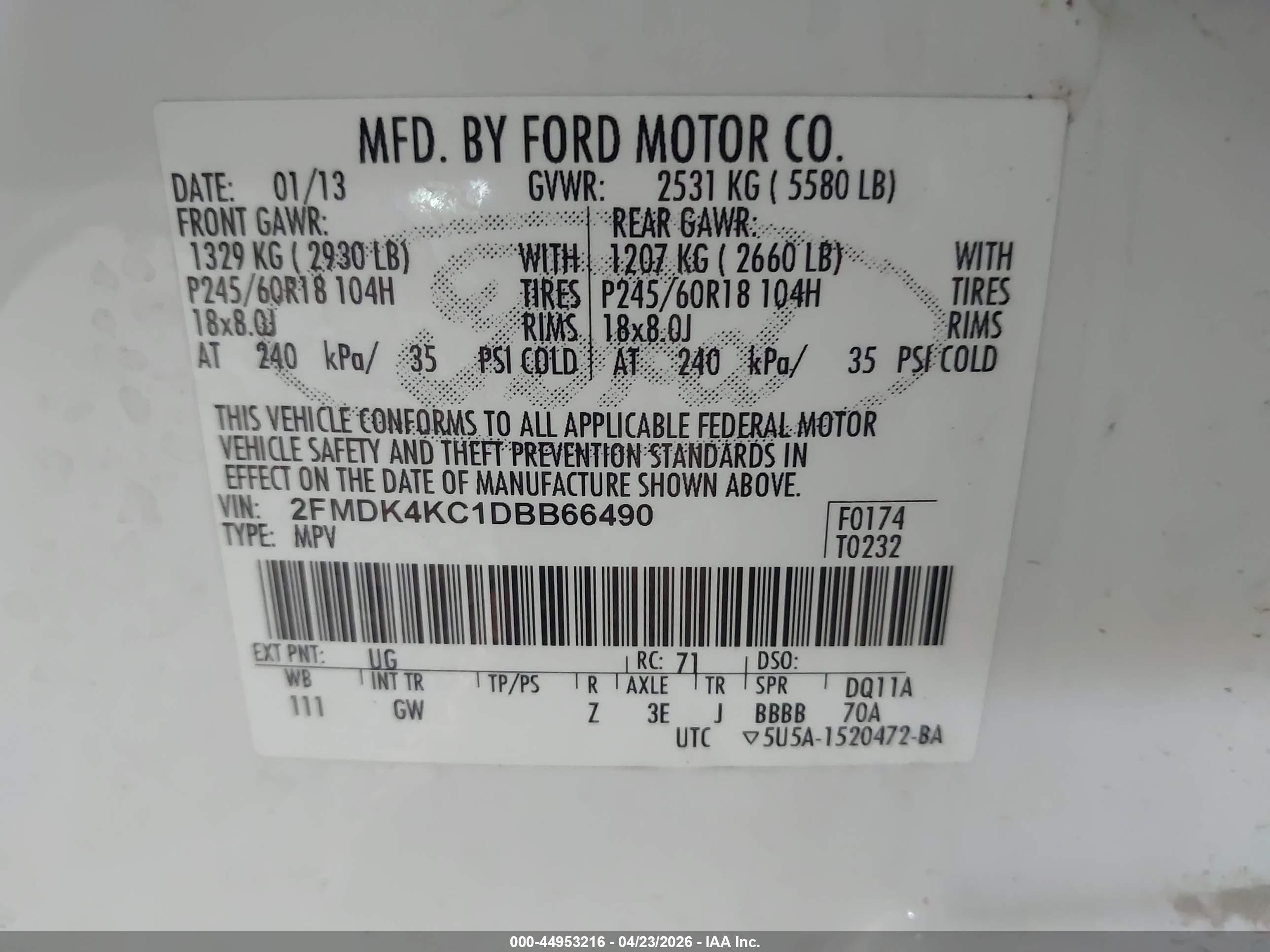 2013 Ford Edge Limited White vin: 2FMDK4KC1DBB66490