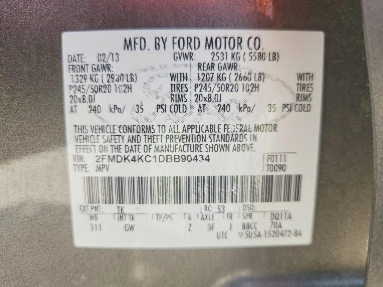 2013 Ford Edge Limited Tan vin: 2FMDK4KC1DBB90434