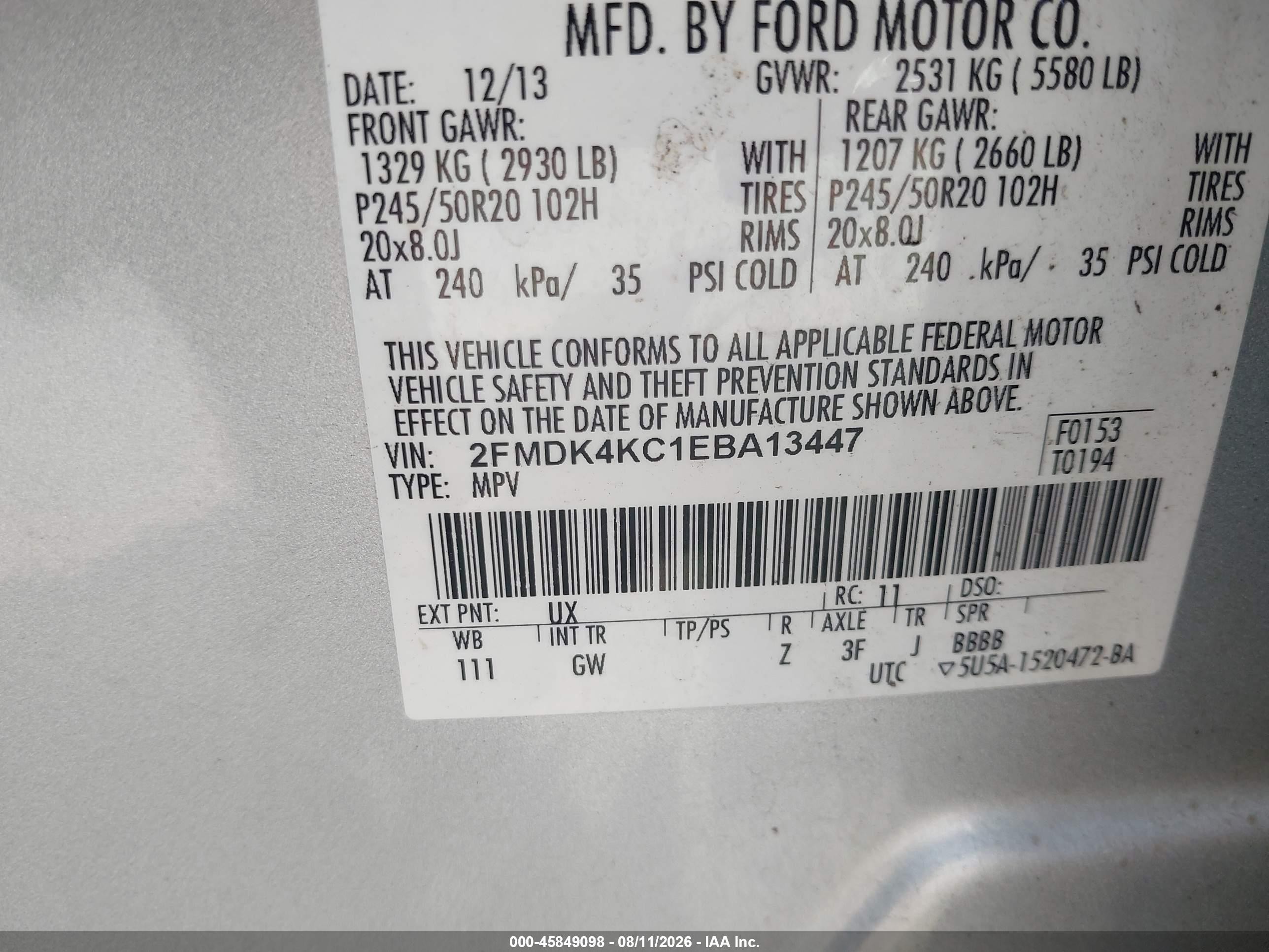 2014 Ford Edge Limited Silver vin: 2FMDK4KC1EBA13447