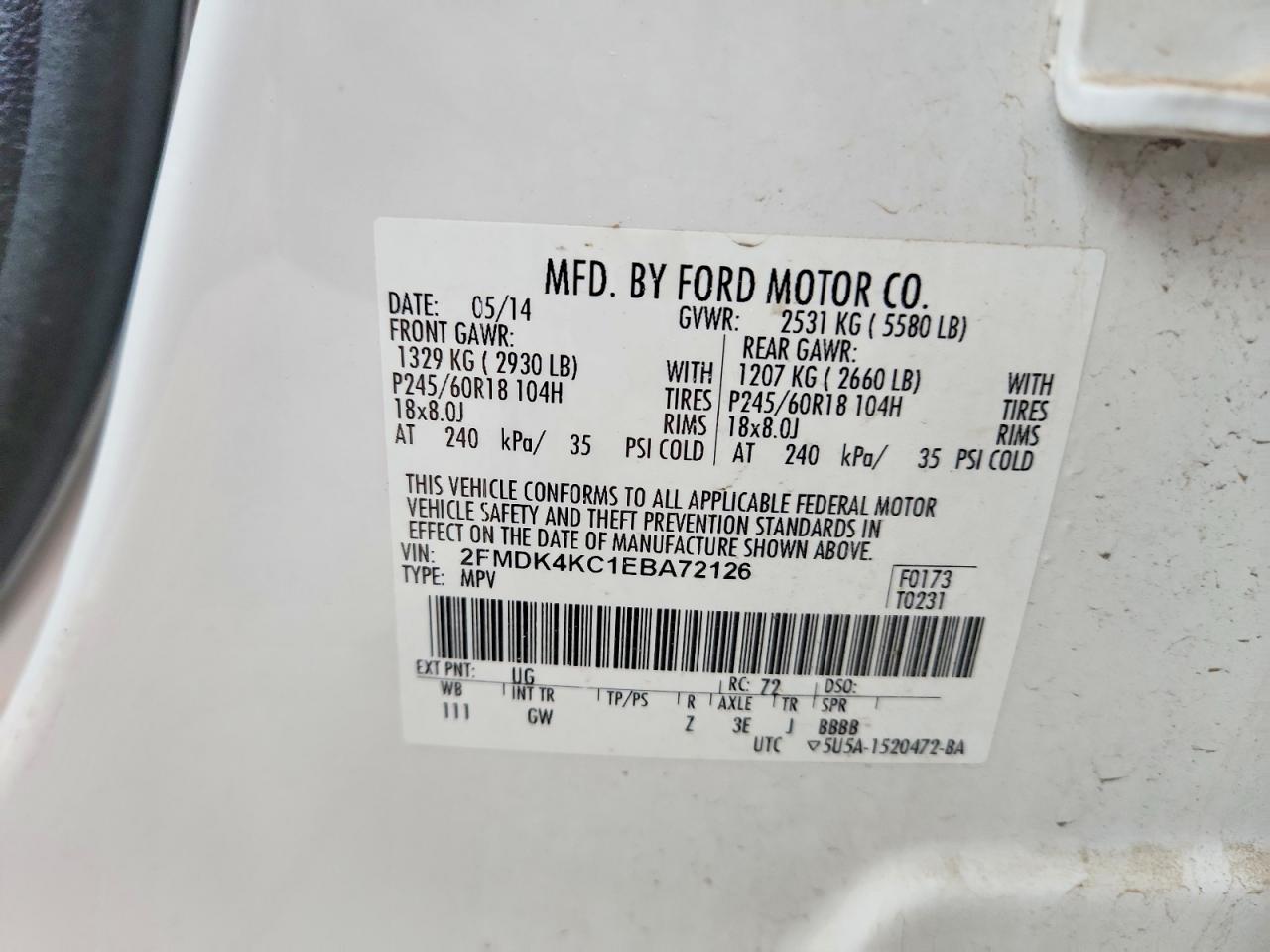 2014 Ford Edge Limited White vin: 2FMDK4KC1EBA72126