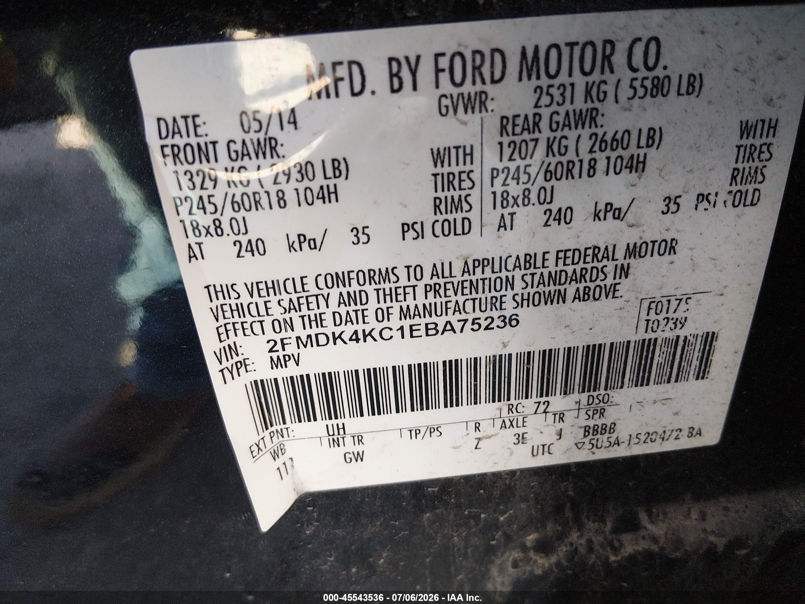 2014 Ford Edge Limited Черный vin: 2FMDK4KC1EBA75236