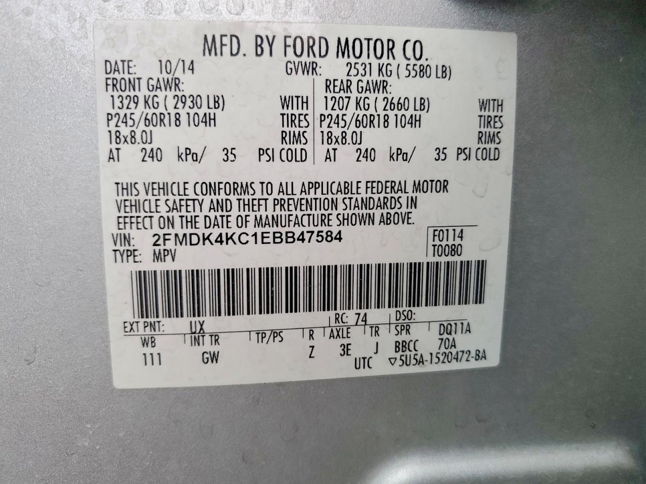 2014 Ford Edge Limited Silver vin: 2FMDK4KC1EBB47584