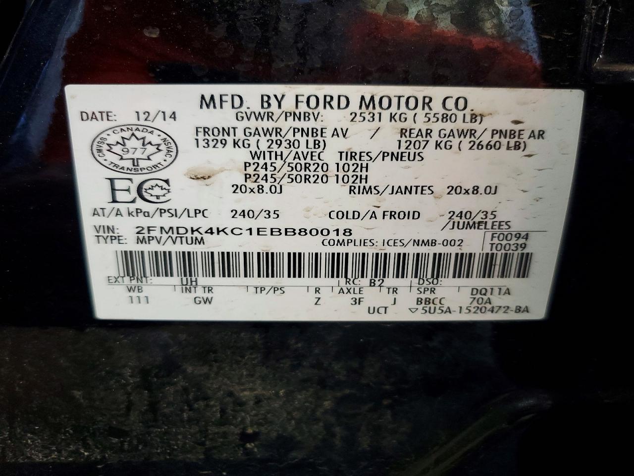 2014 Ford Edge Limited Black vin: 2FMDK4KC1EBB80018