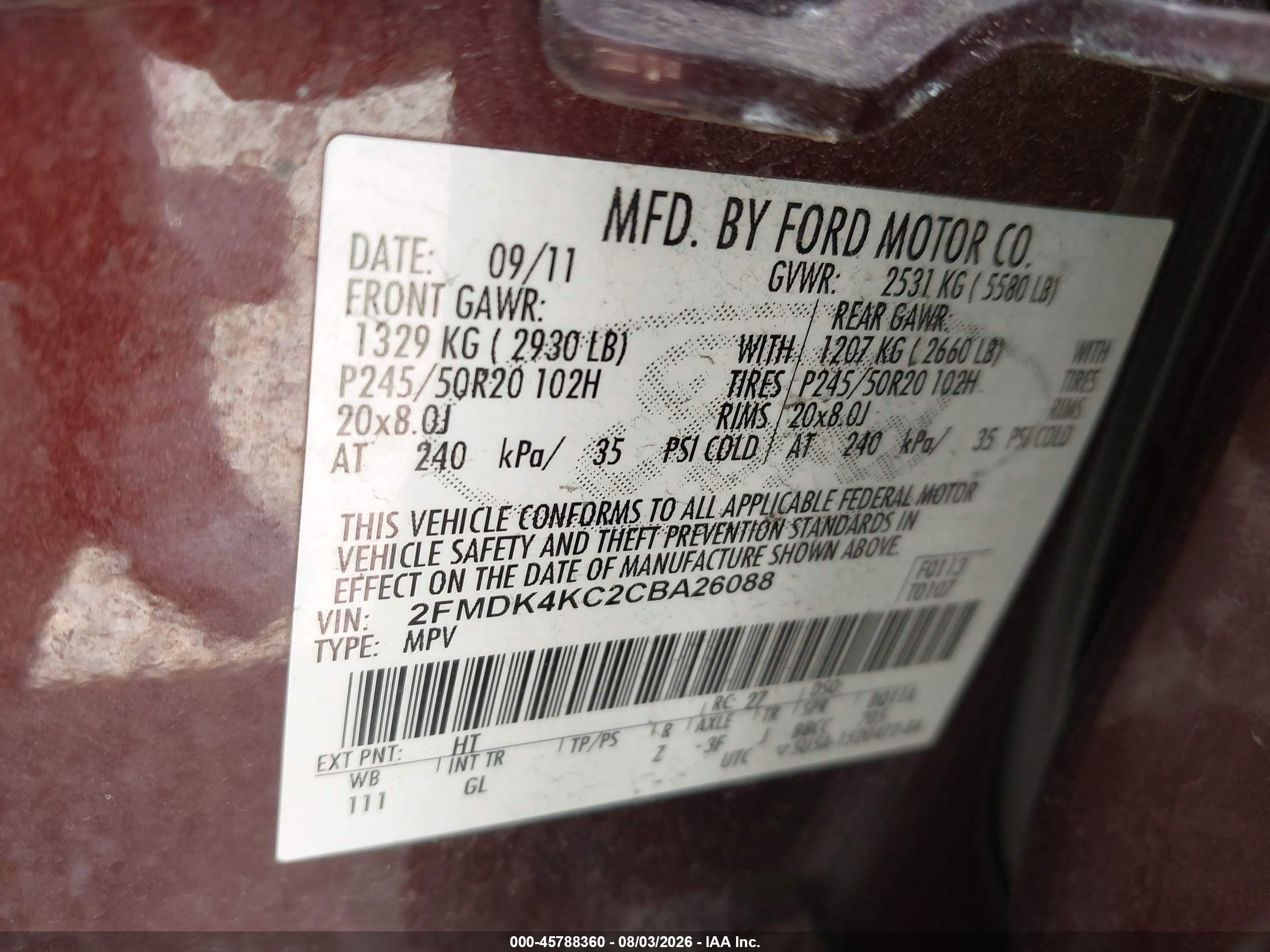 2012 Ford Edge Limited Maroon vin: 2FMDK4KC2CBA26088