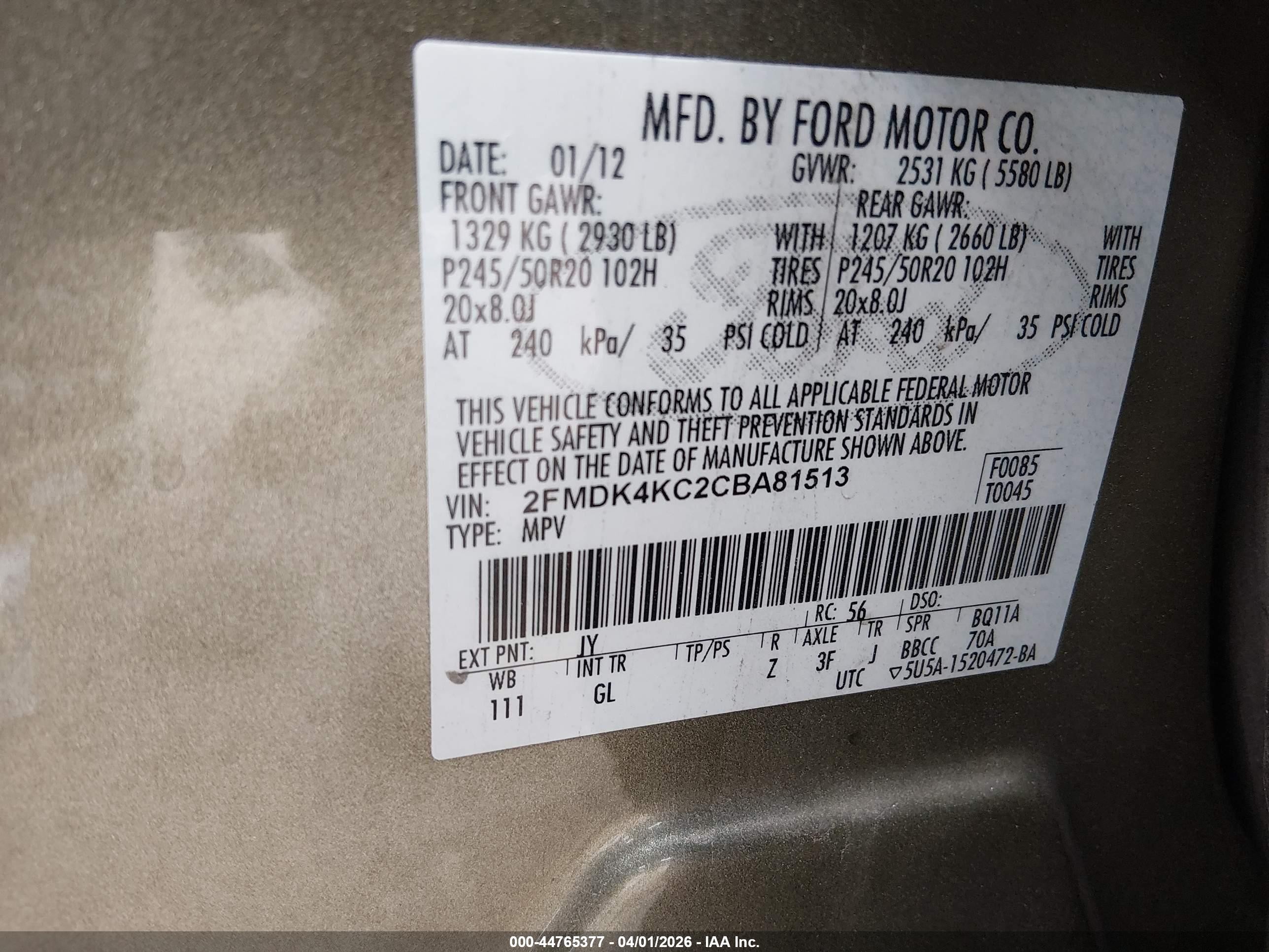 2012 Ford Edge Limited Green vin: 2FMDK4KC2CBA81513
