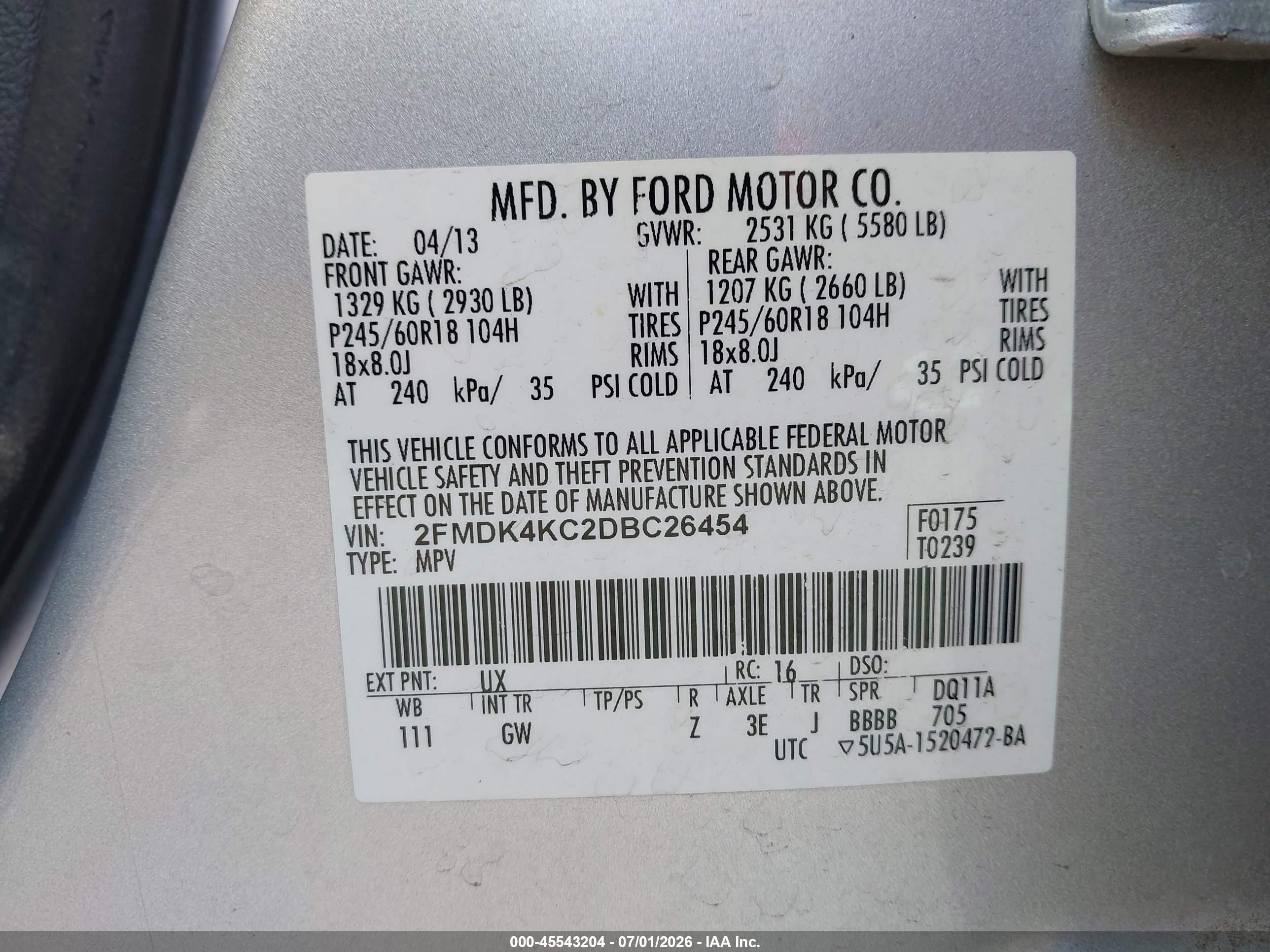 2013 Ford Edge Limited Silver vin: 2FMDK4KC2DBC26454