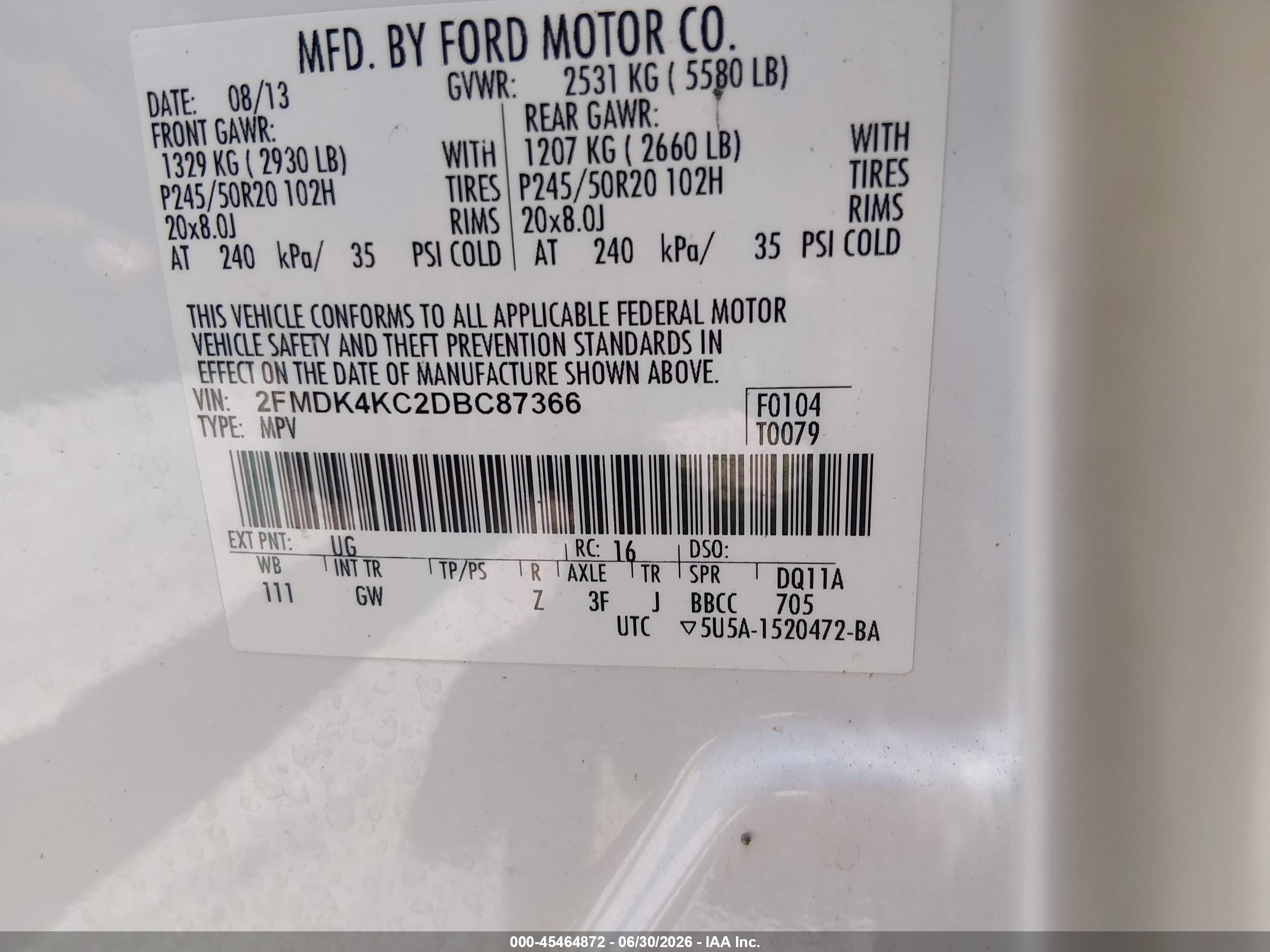 2013 Ford Edge Limited White vin: 2FMDK4KC2DBC87366
