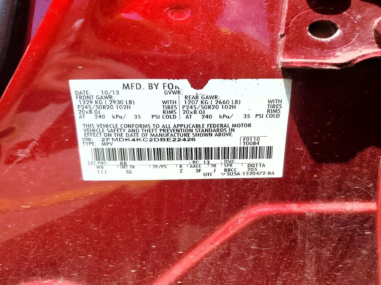 2013 Ford Edge Limited Maroon vin: 2FMDK4KC2DBE22426