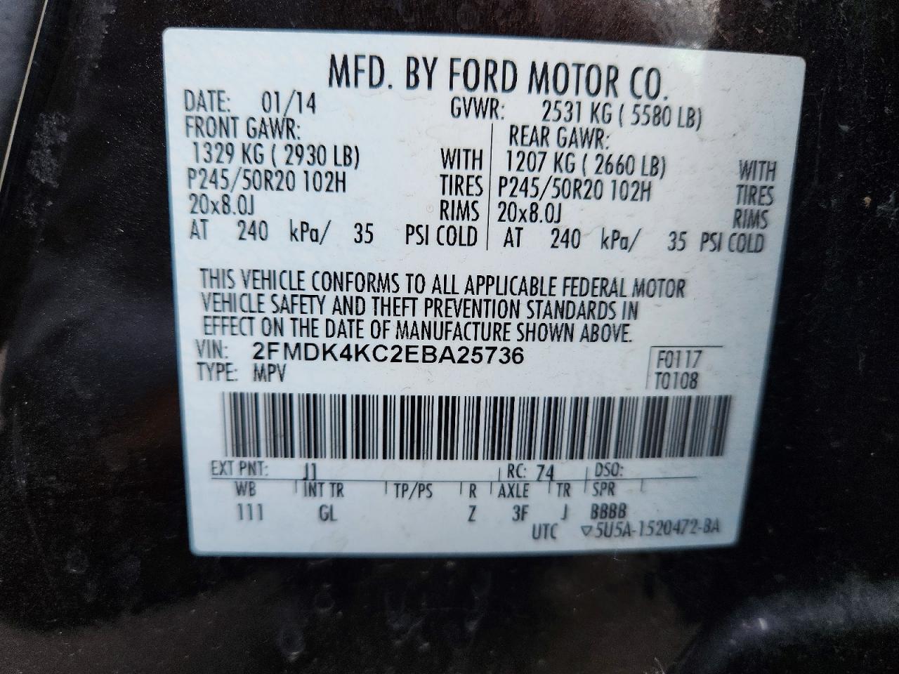 2014 Ford Edge Limited Black vin: 2FMDK4KC2EBA25736