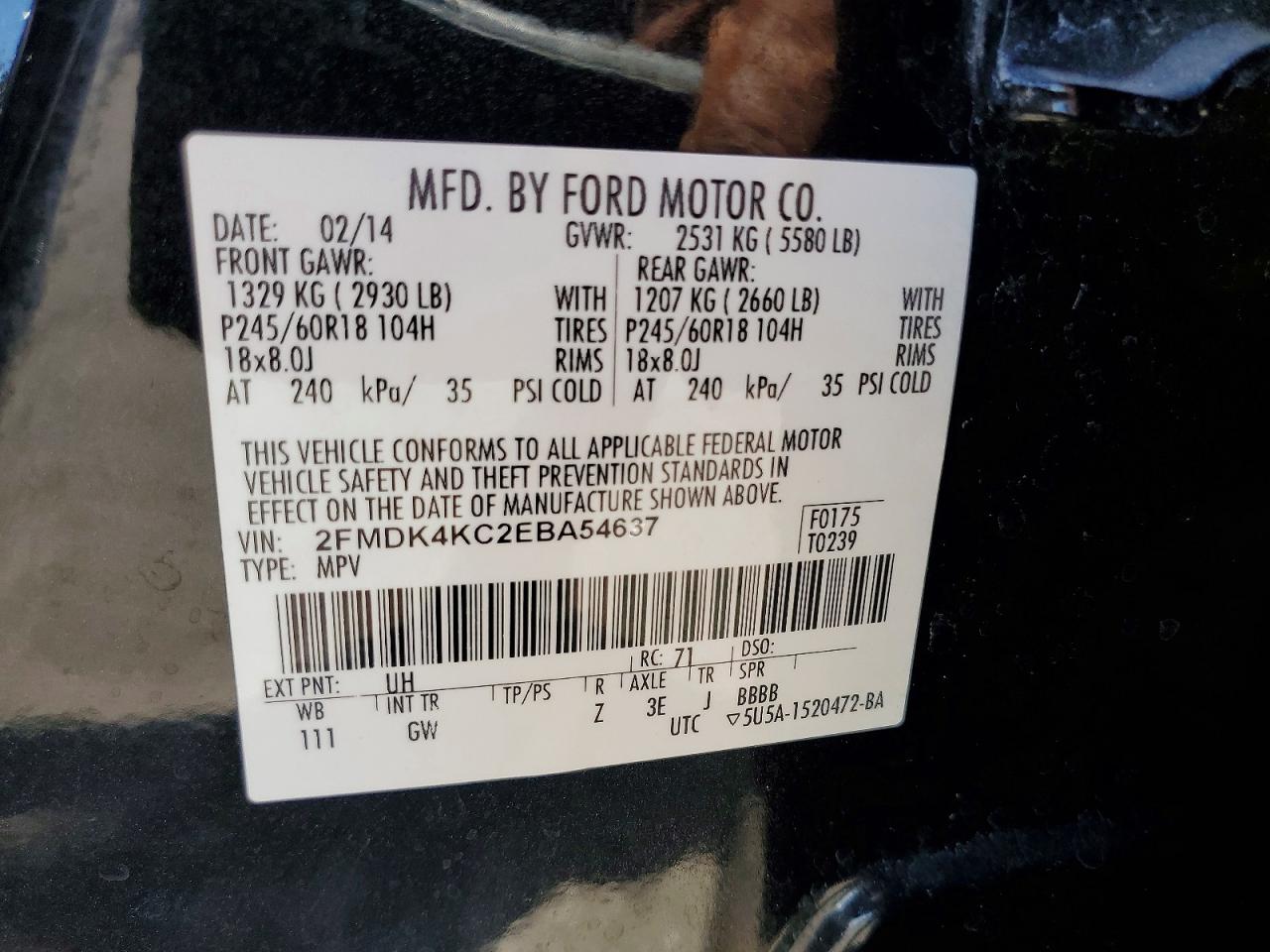 2014 Ford Edge Limited Black vin: 2FMDK4KC2EBA54637