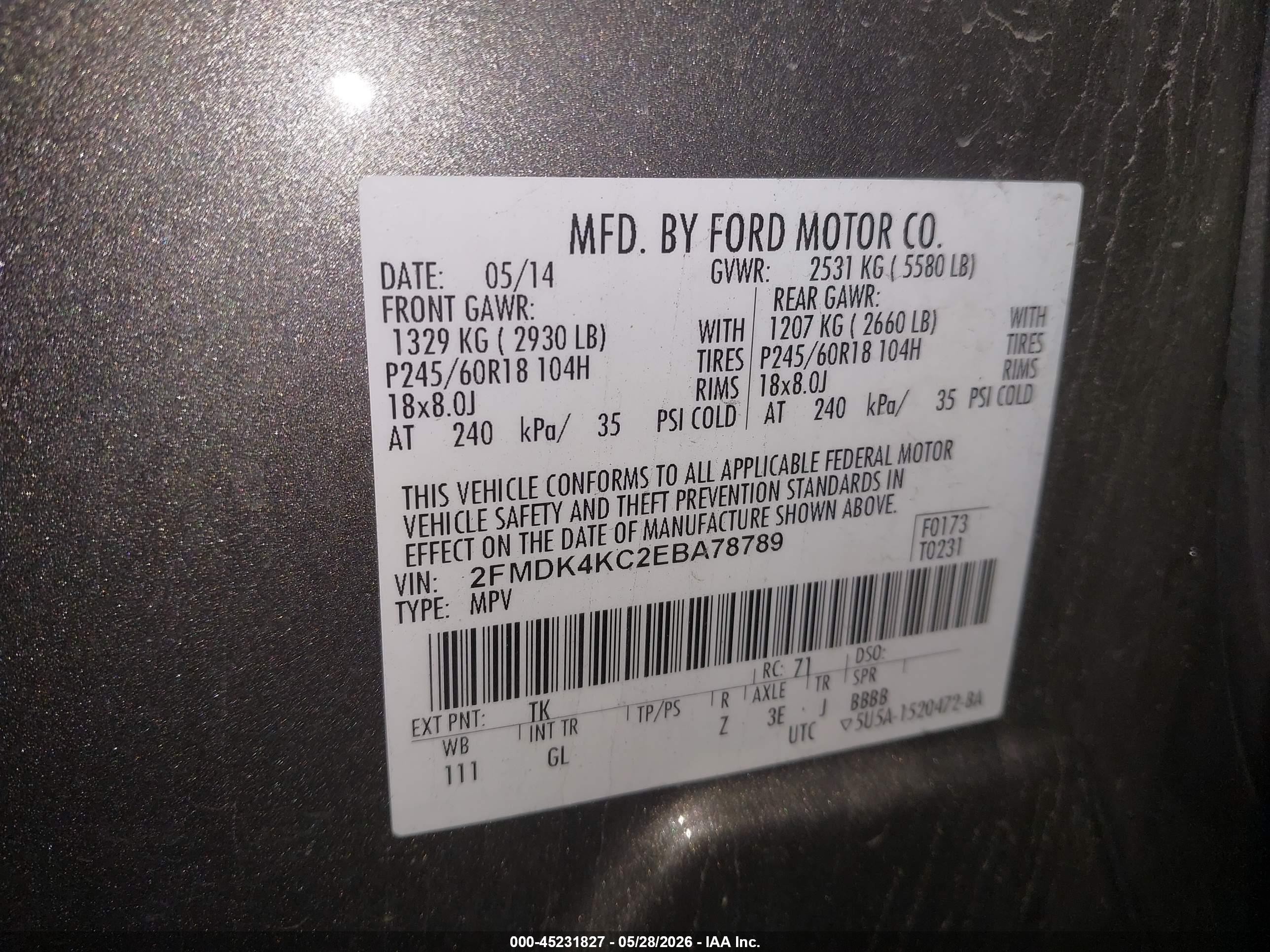 2014 Ford Edge Limited Gray vin: 2FMDK4KC2EBA78789