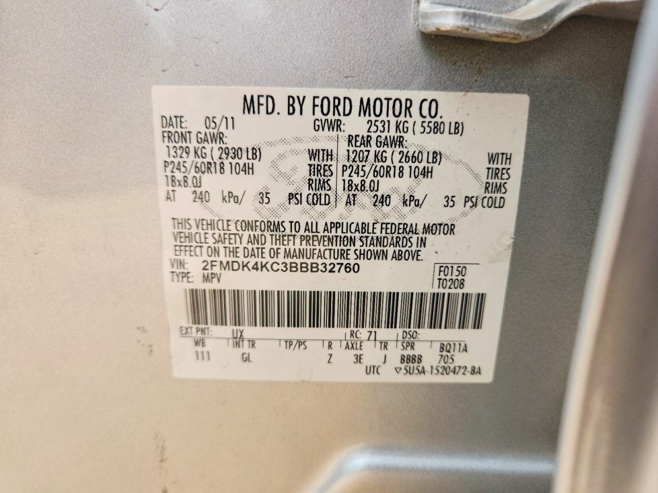 2011 Ford Edge Limited Silver vin: 2FMDK4KC3BBB32760