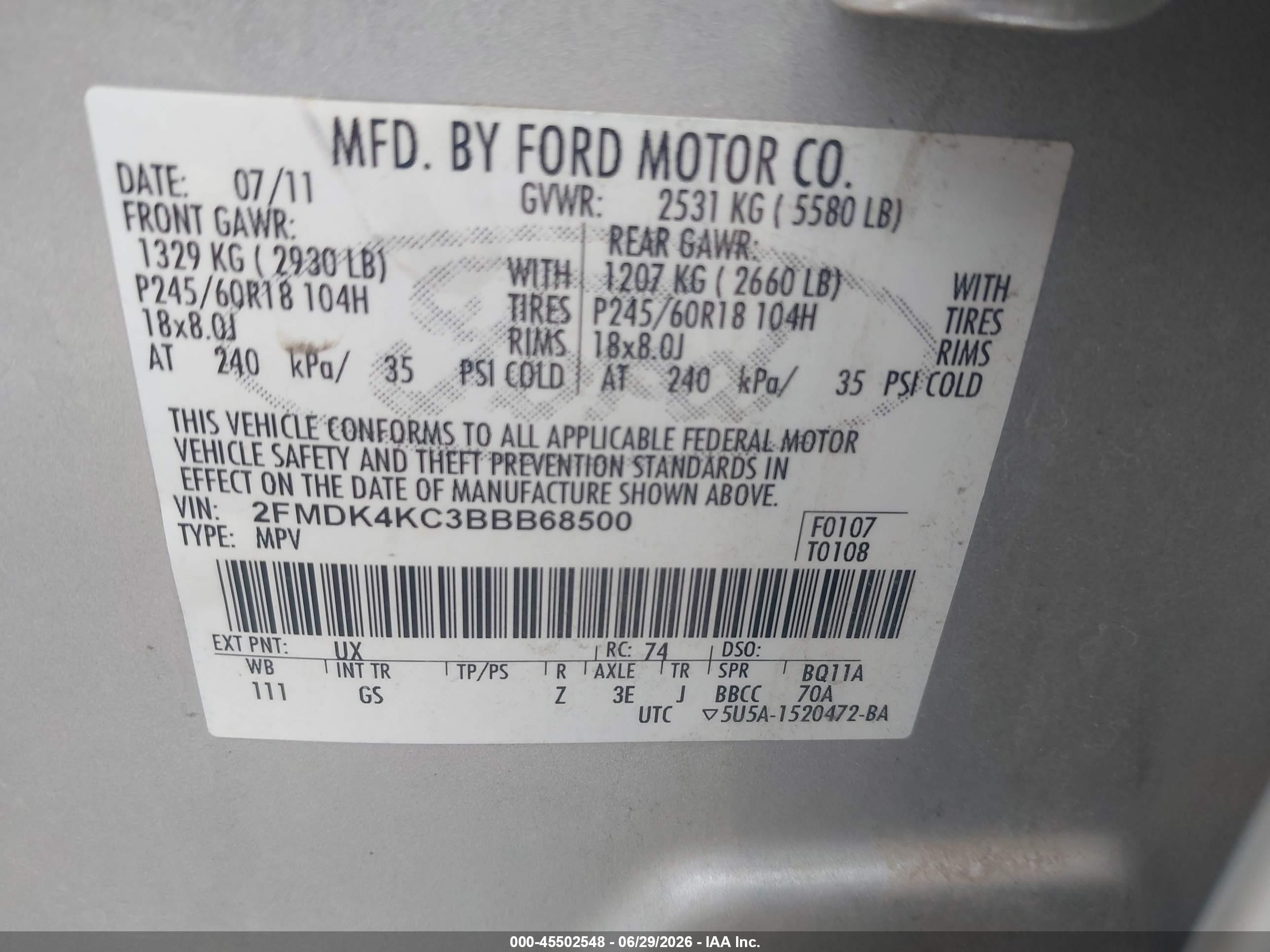 2011 Ford Edge Limited Silver vin: 2FMDK4KC3BBB68500