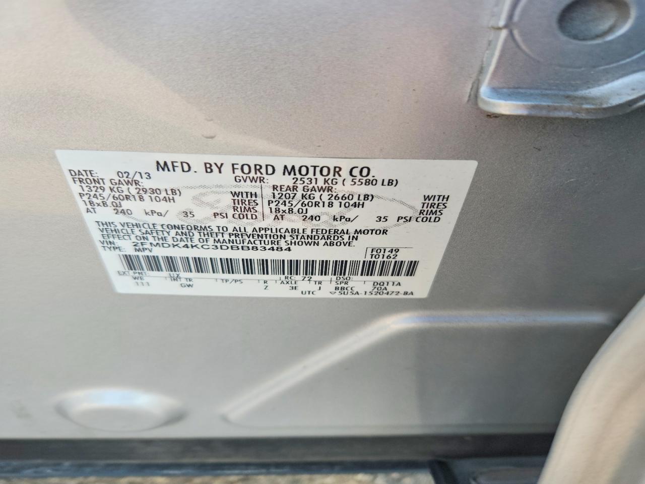 2013 Ford Edge Limited Silver vin: 2FMDK4KC3DBB83484