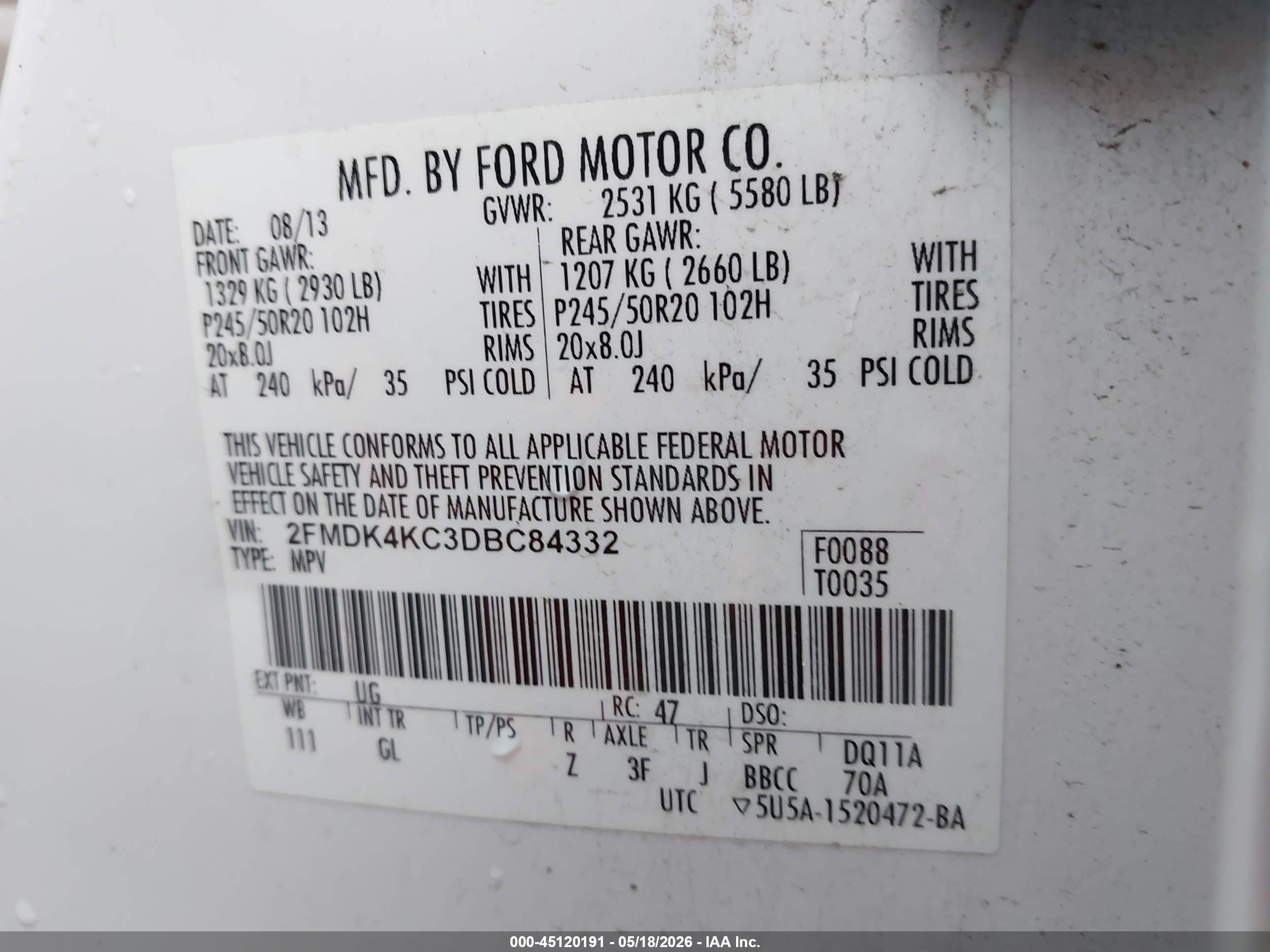 2013 Ford Edge Limited White vin: 2FMDK4KC3DBC84332