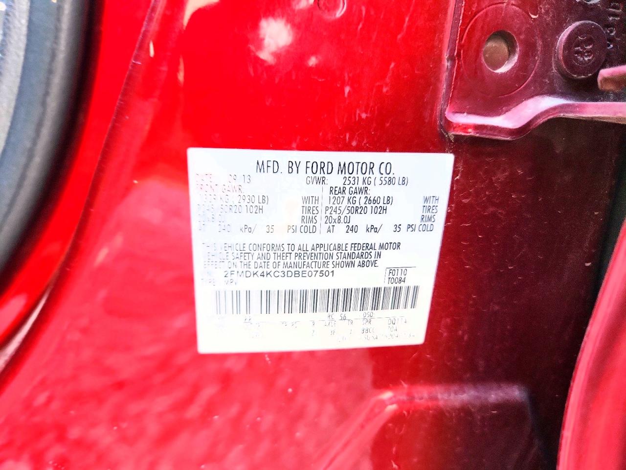 2013 Ford Edge Limited Burgundy vin: 2FMDK4KC3DBE07501