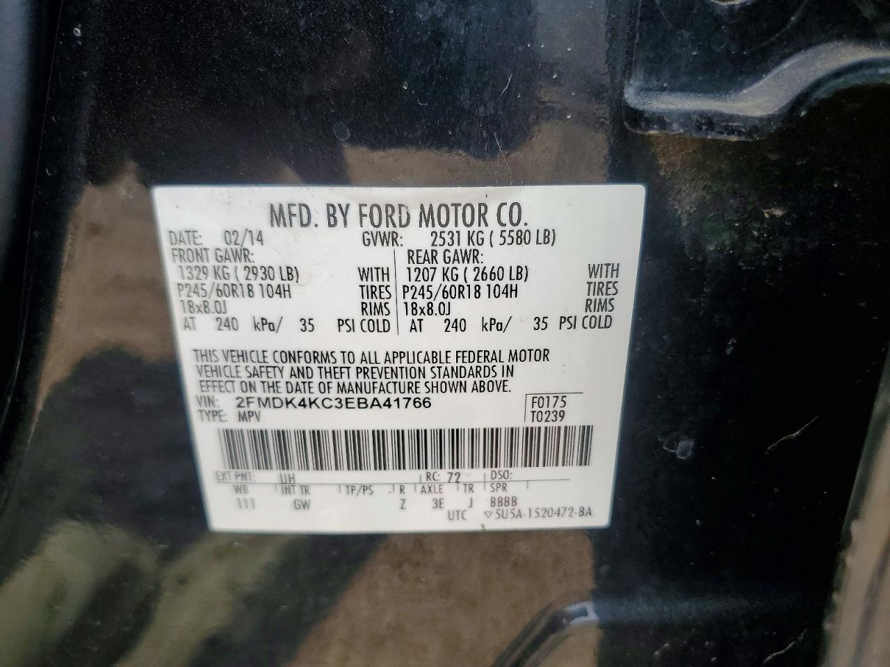 2014 Ford Edge Limited Черный vin: 2FMDK4KC3EBA41766