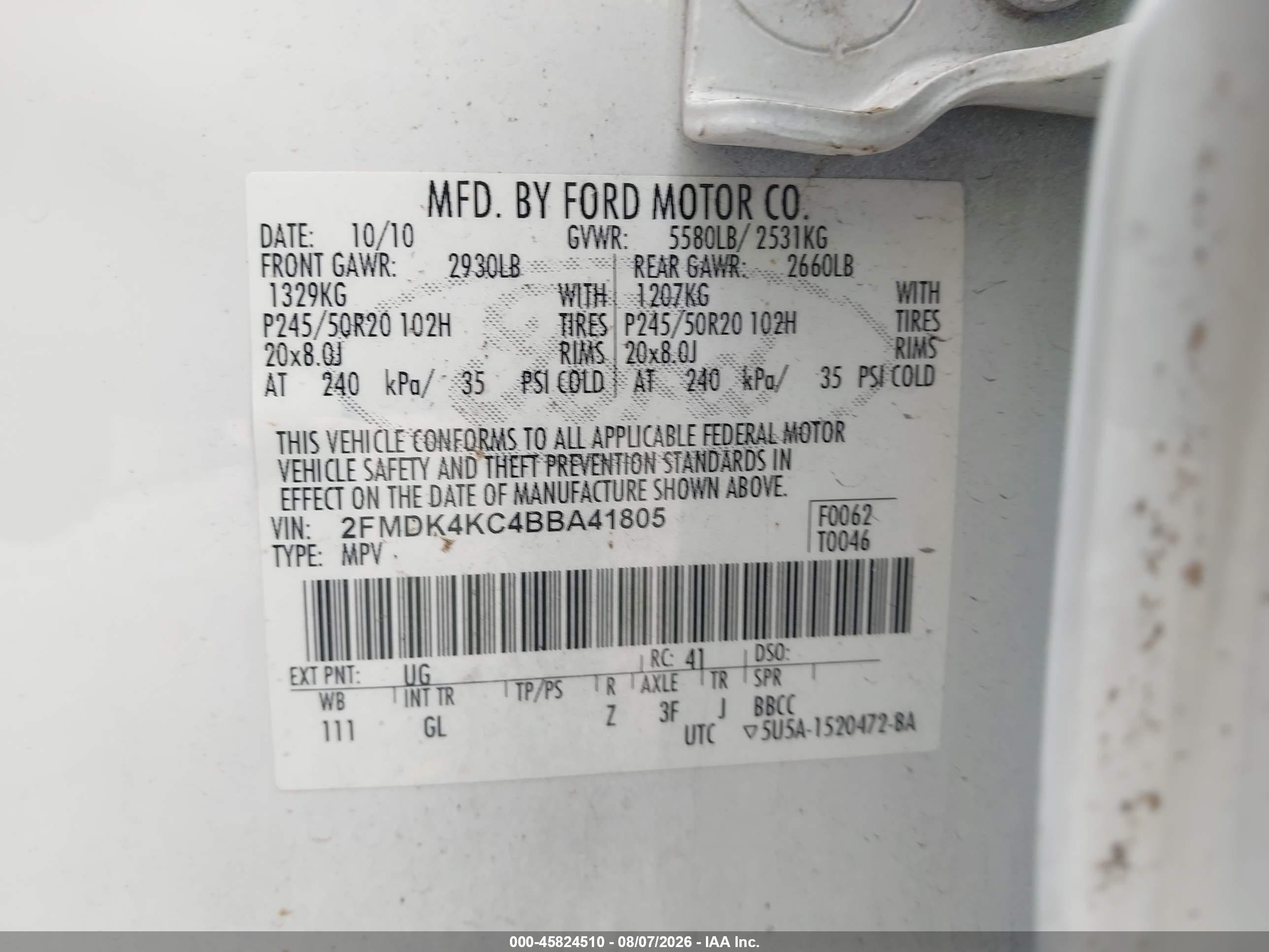 2011 Ford Edge Limited White vin: 2FMDK4KC4BBA41805