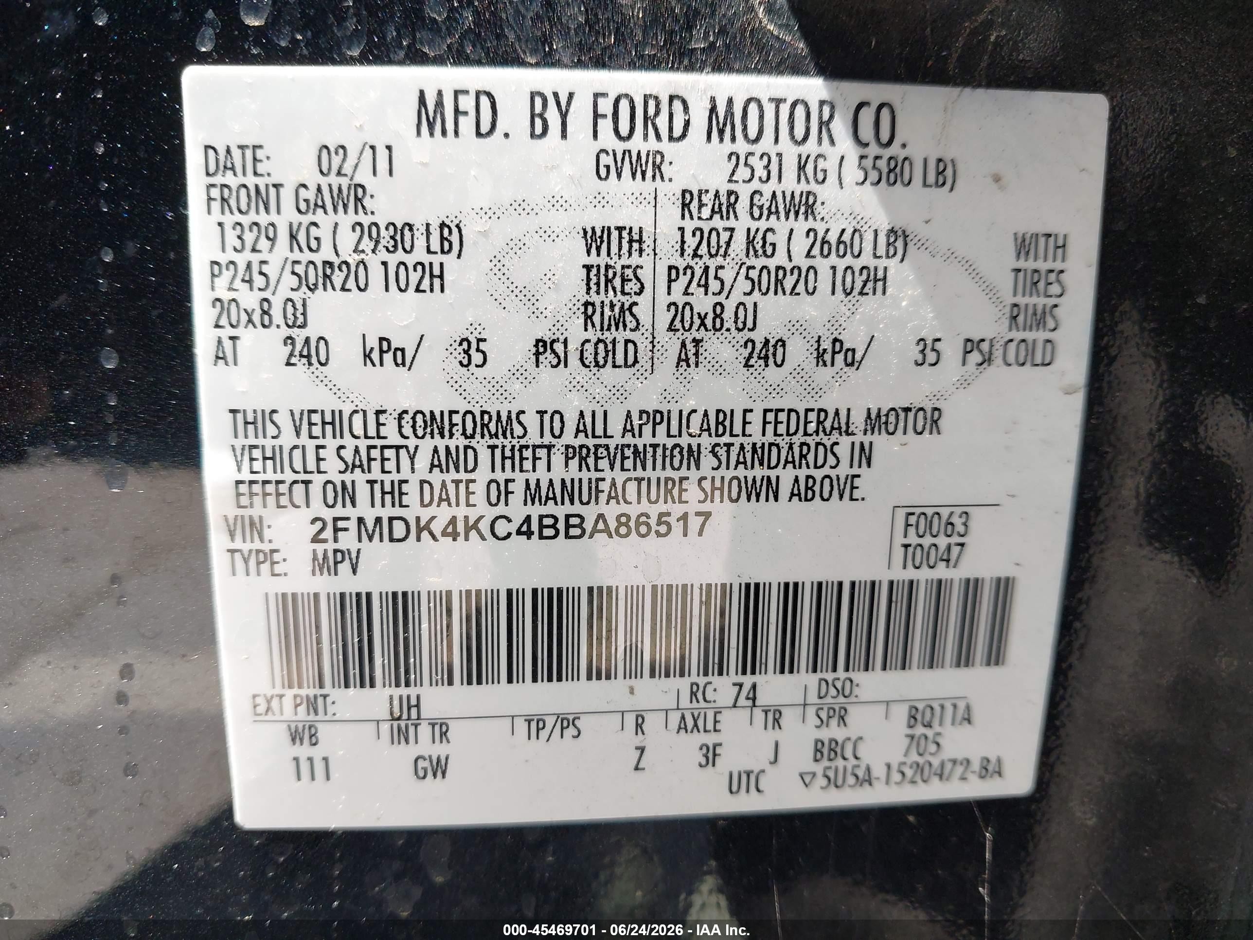 2011 Ford Edge Limited Черный vin: 2FMDK4KC4BBA86517