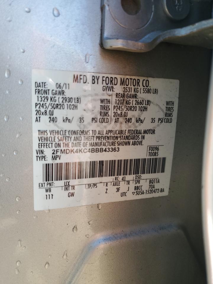 2011 Ford Edge Limited Silver vin: 2FMDK4KC4BBB43363