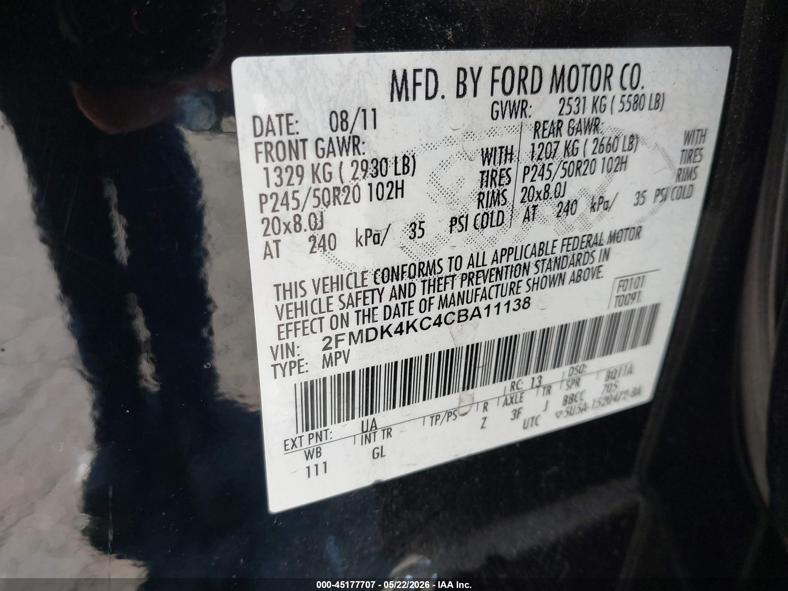 2012 Ford Edge Limited Black vin: 2FMDK4KC4CBA11138