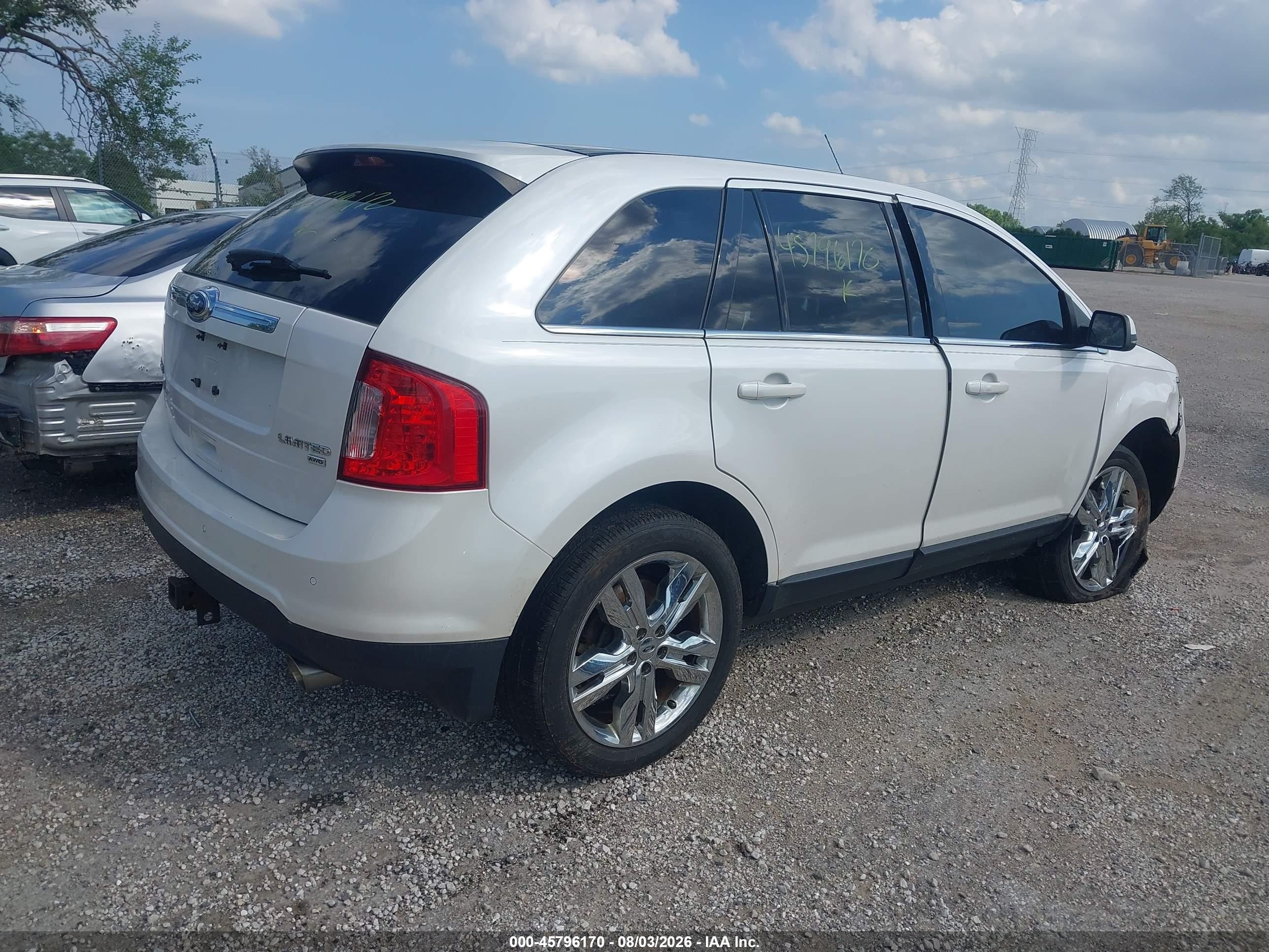 2013 Ford Edge Limited White vin: 2FMDK4KC4DBB10432
